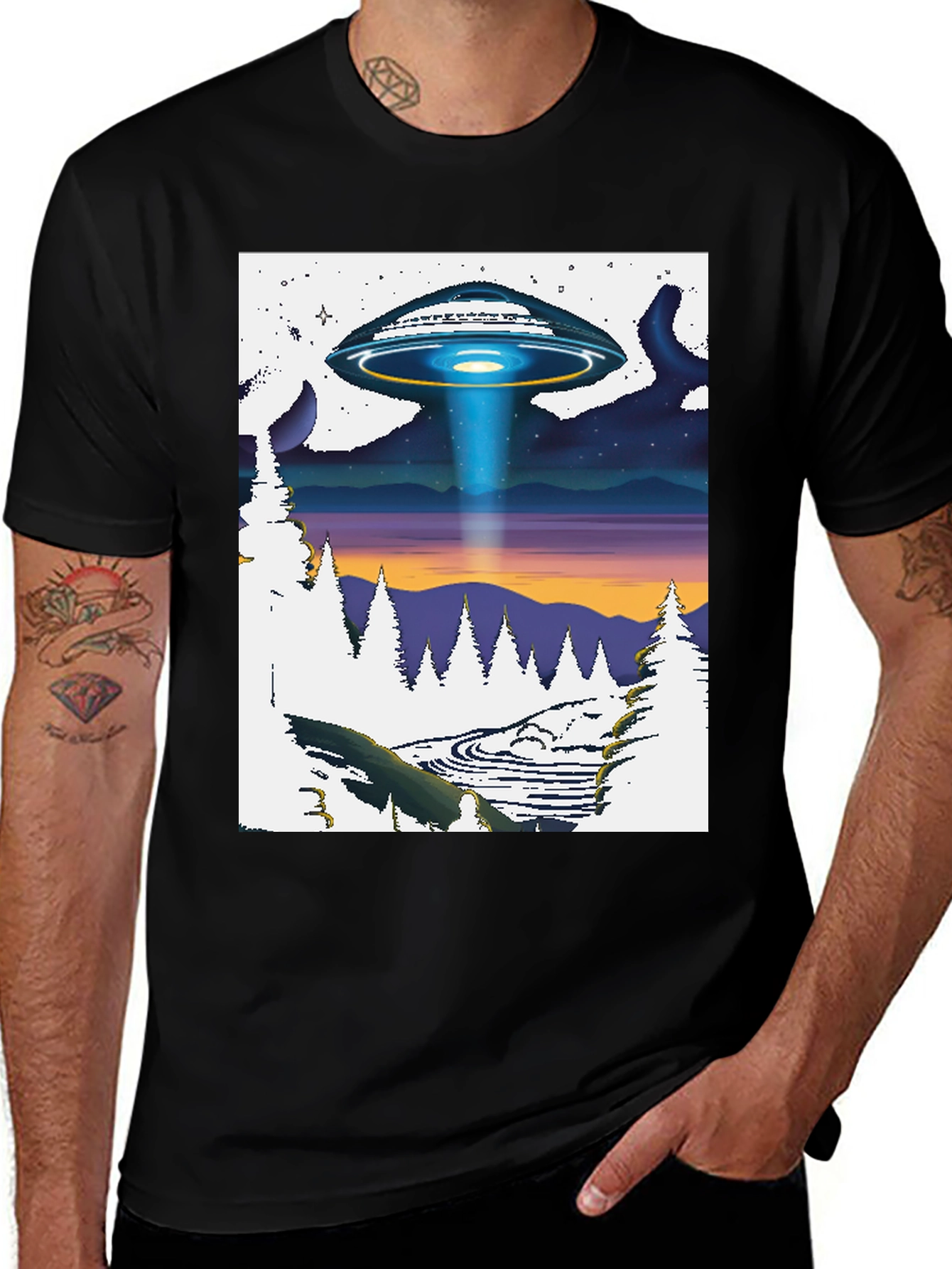 UFO Landscape T-Shirt - Sci-Fi Adventure Tee