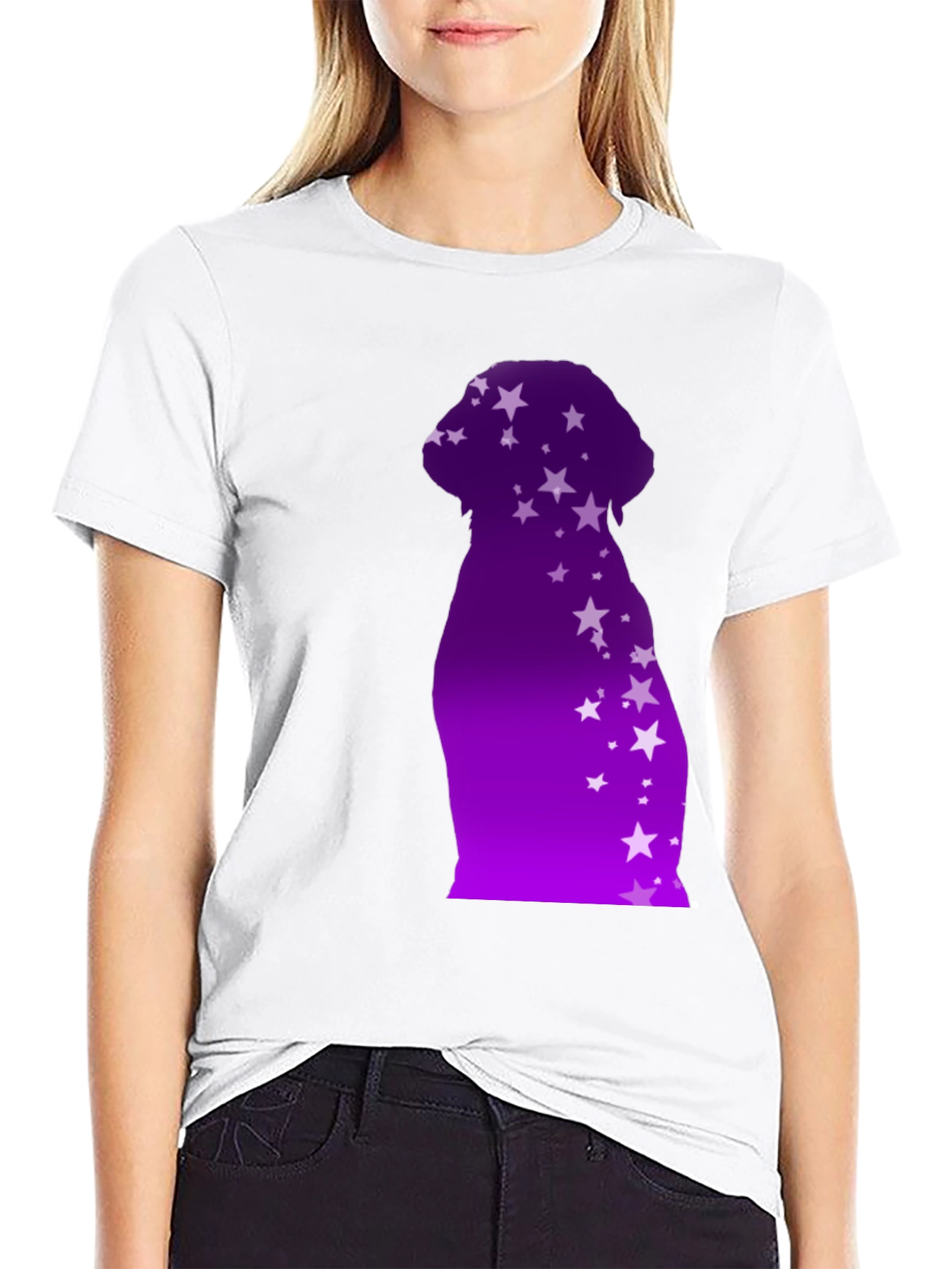 Dog Starry Silhouette T-Shirt - Modern Graphic Tee
