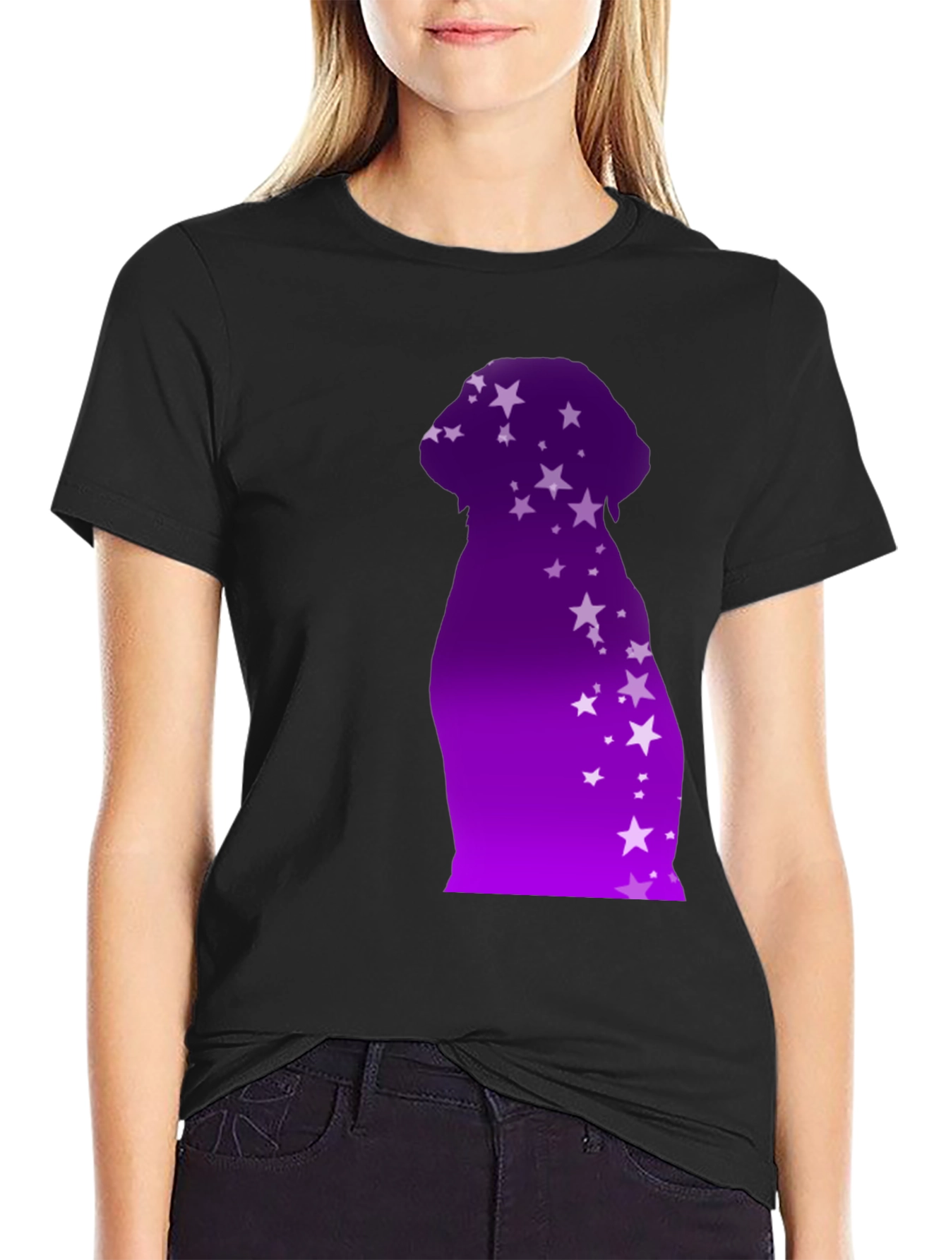 Dog Starry Silhouette T-Shirt - Modern Graphic Tee