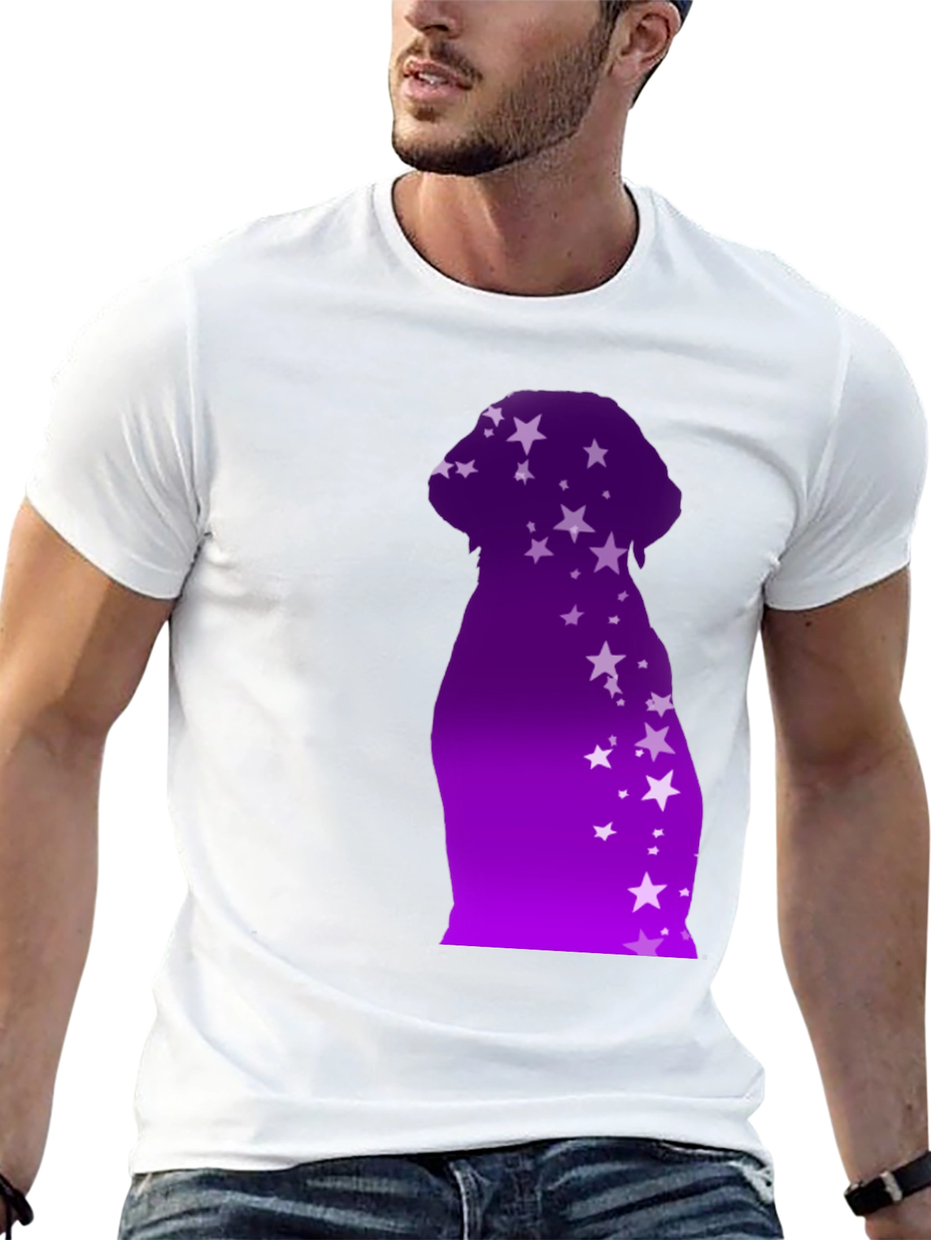 Dog Starry Silhouette T-Shirt - Modern Graphic Tee