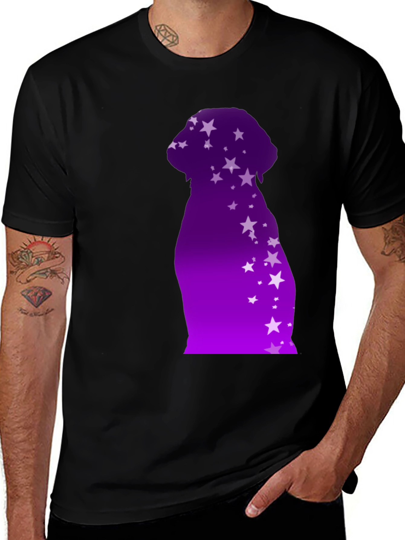 Dog Starry Silhouette T-Shirt - Modern Graphic Tee