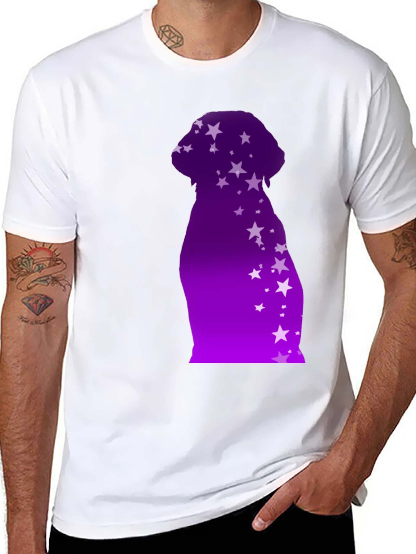 Dog Starry Silhouette T-Shirt - Modern Graphic Tee