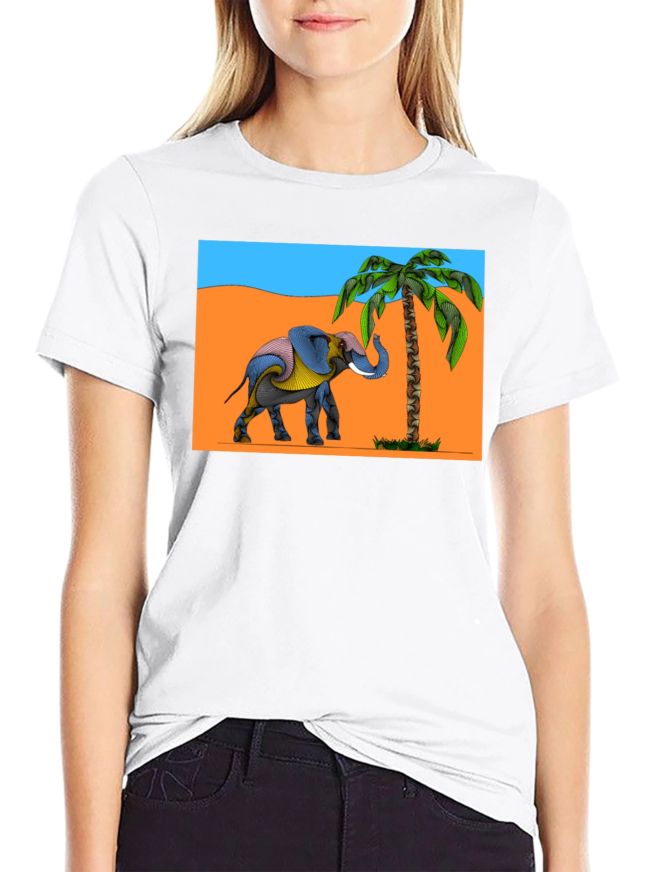 Elephant & Palm Tree Graphic Tee
