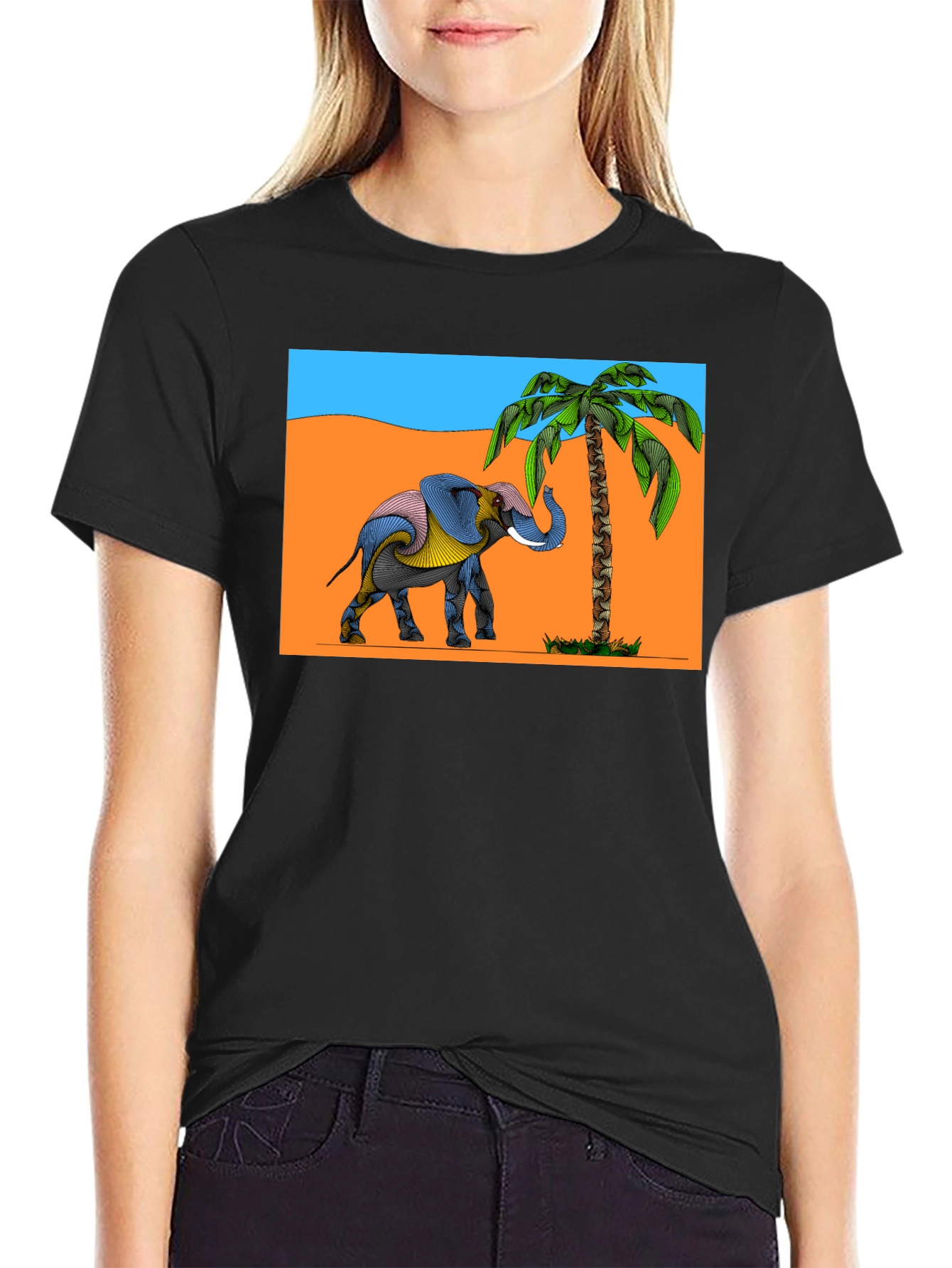 Elephant & Palm Tree Graphic Tee