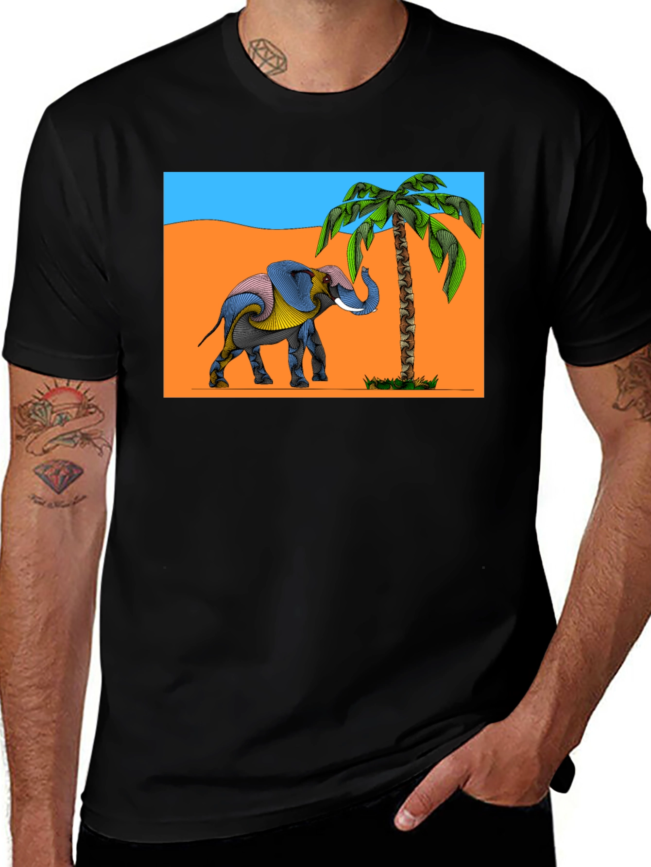 Elephant & Palm Tree Graphic Tee