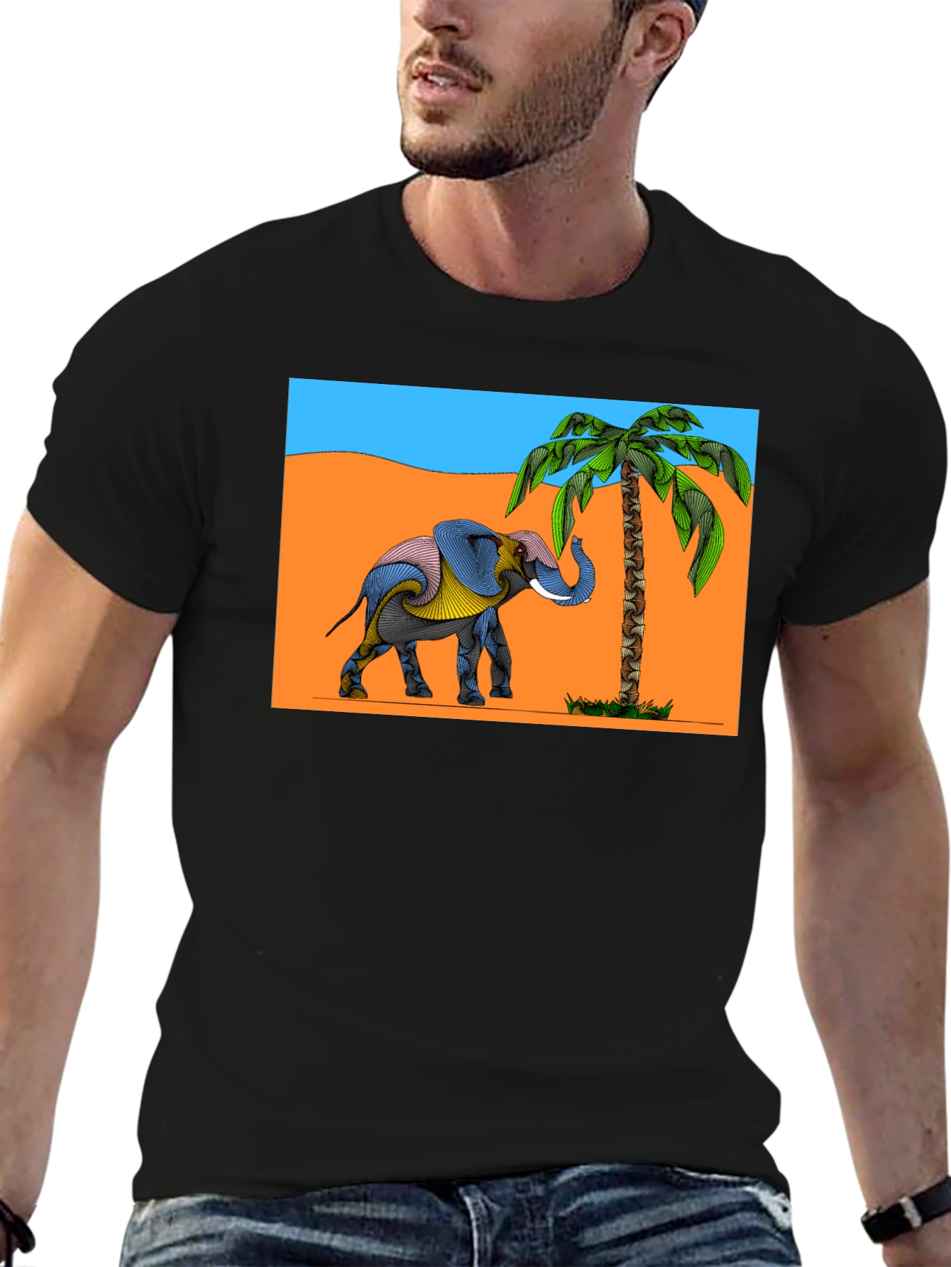 Elephant & Palm Tree Graphic Tee