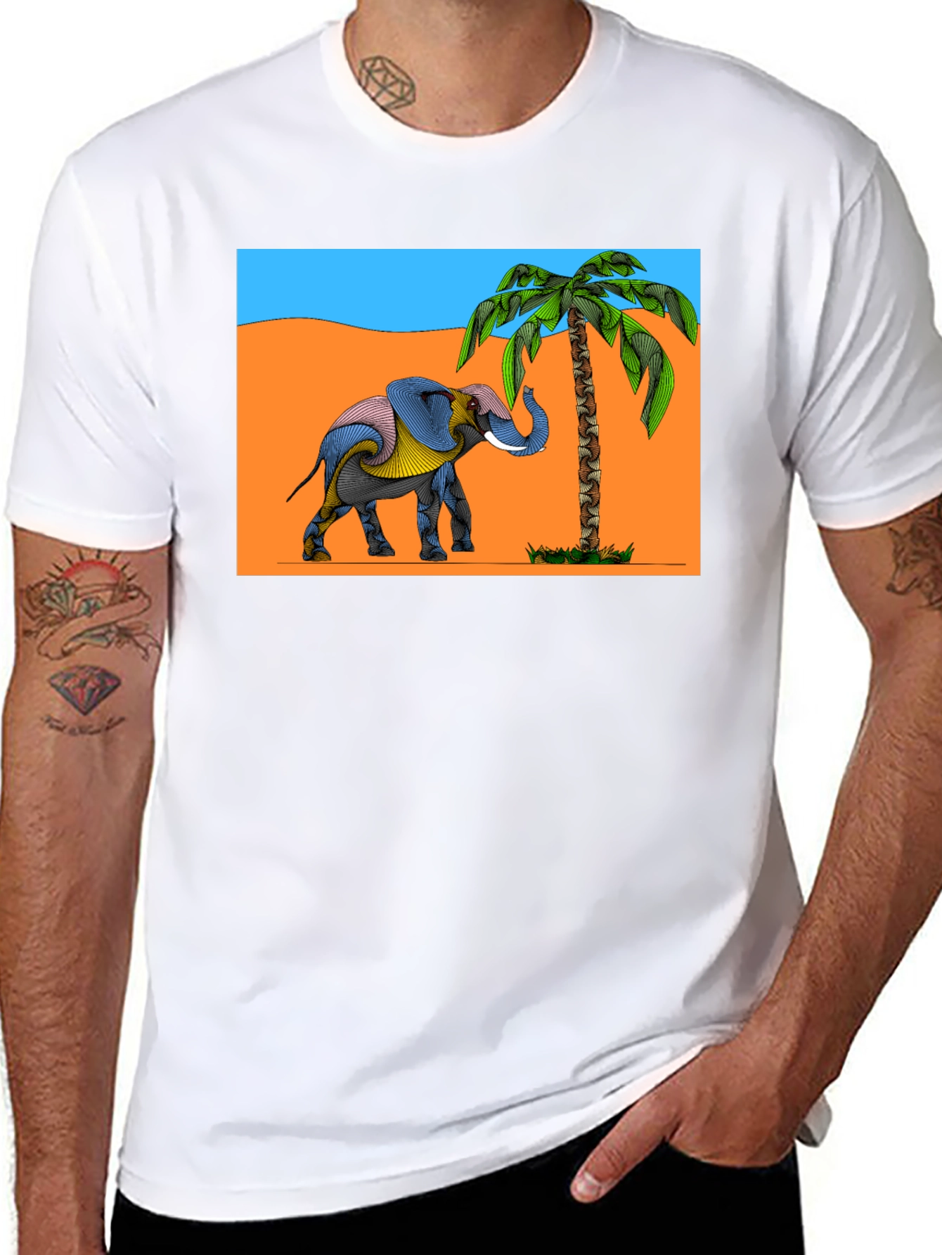 Elephant & Palm Tree Graphic Tee