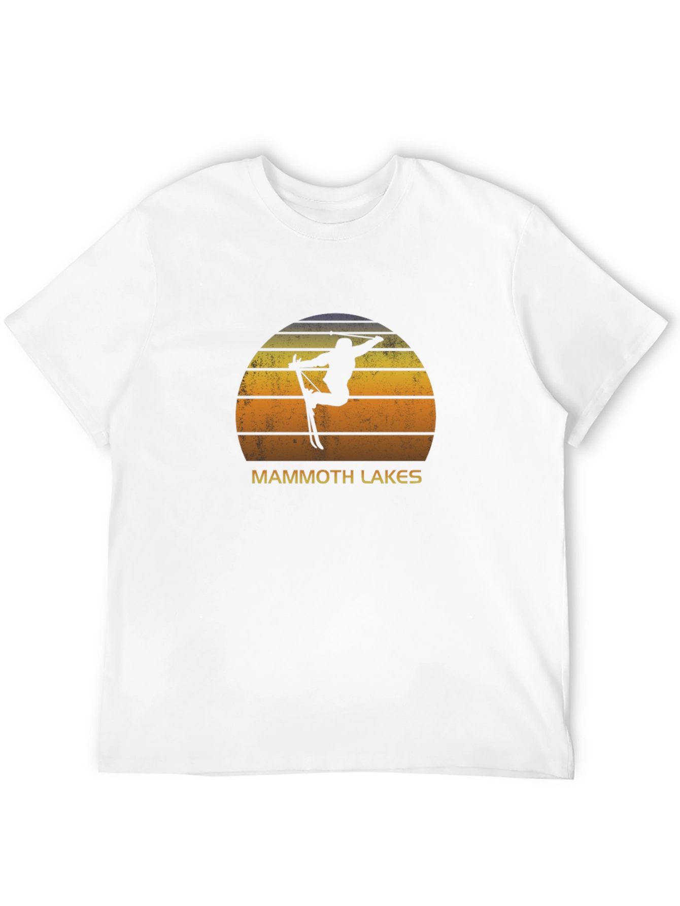 Mammoth Lakes Skier Sunset Graphic Tee - Black Cotton