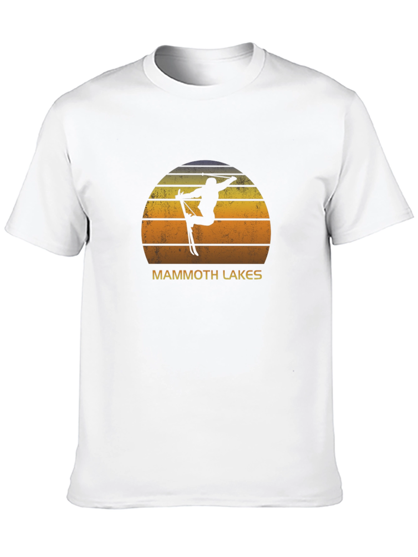 Mammoth Lakes Skier Sunset Graphic Tee - Black Cotton