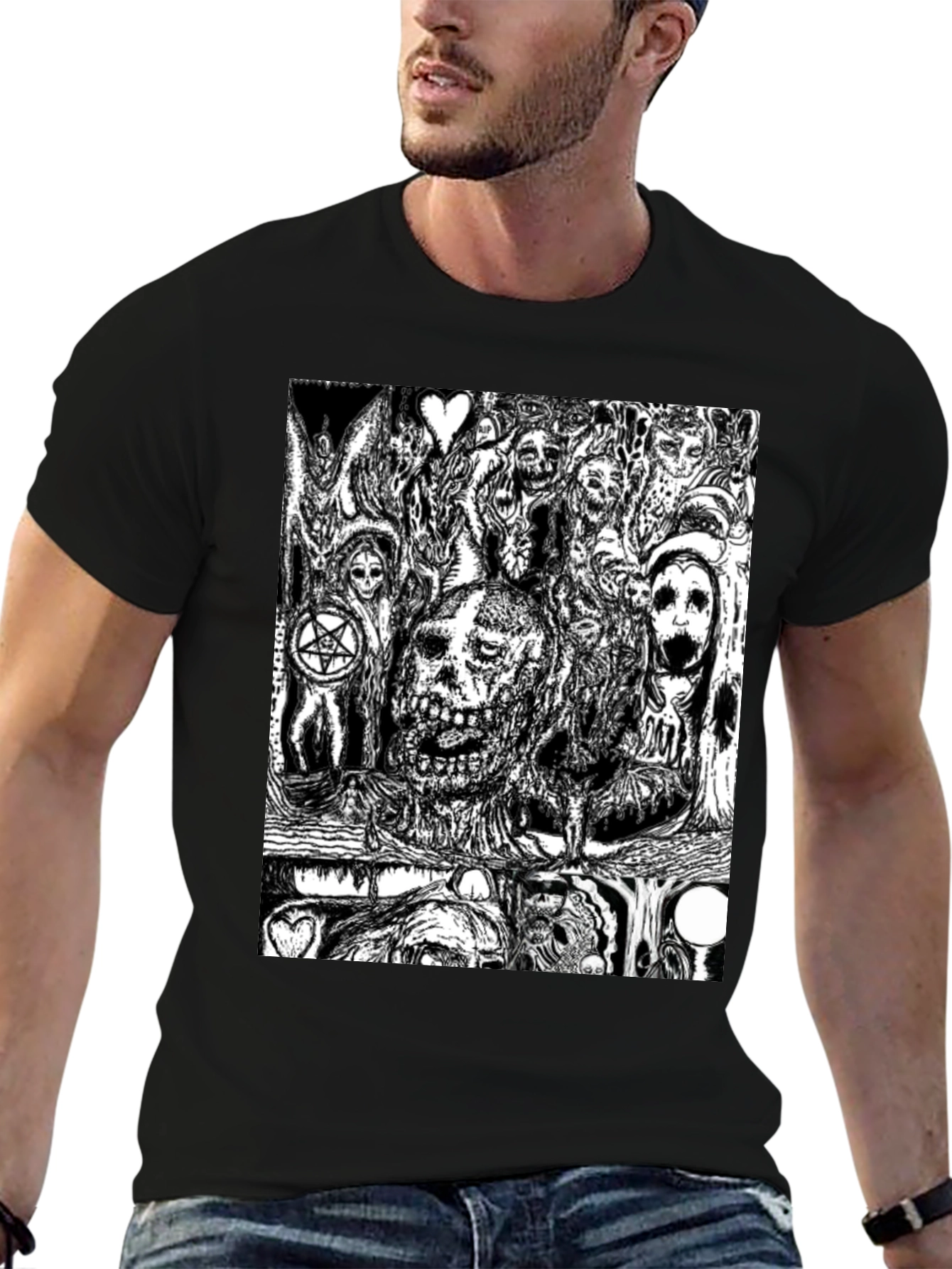 Skull Graphic Tee - Black Cotton Comfort