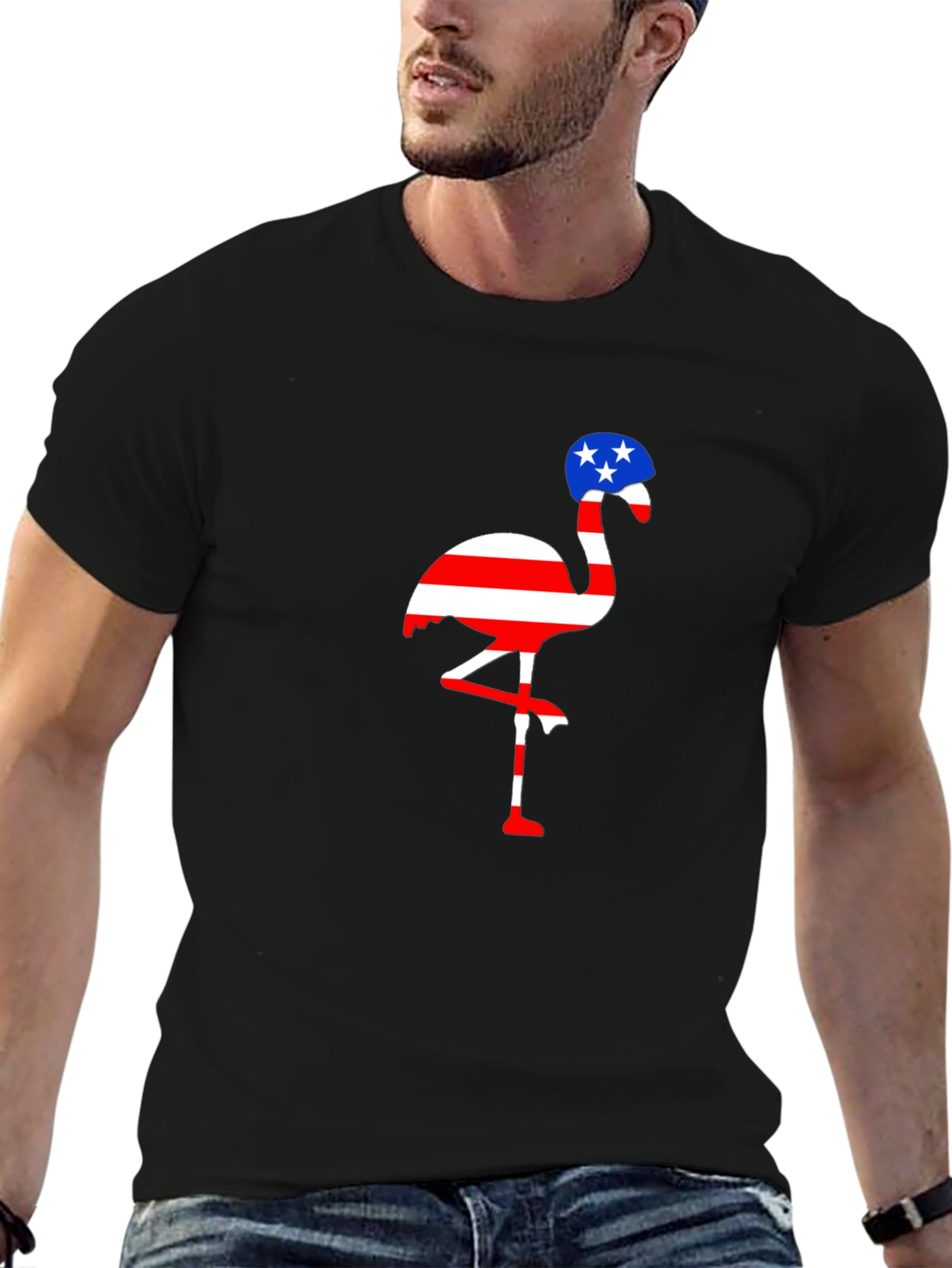 Patriotic Flamingo T-Shirt American Flag Design