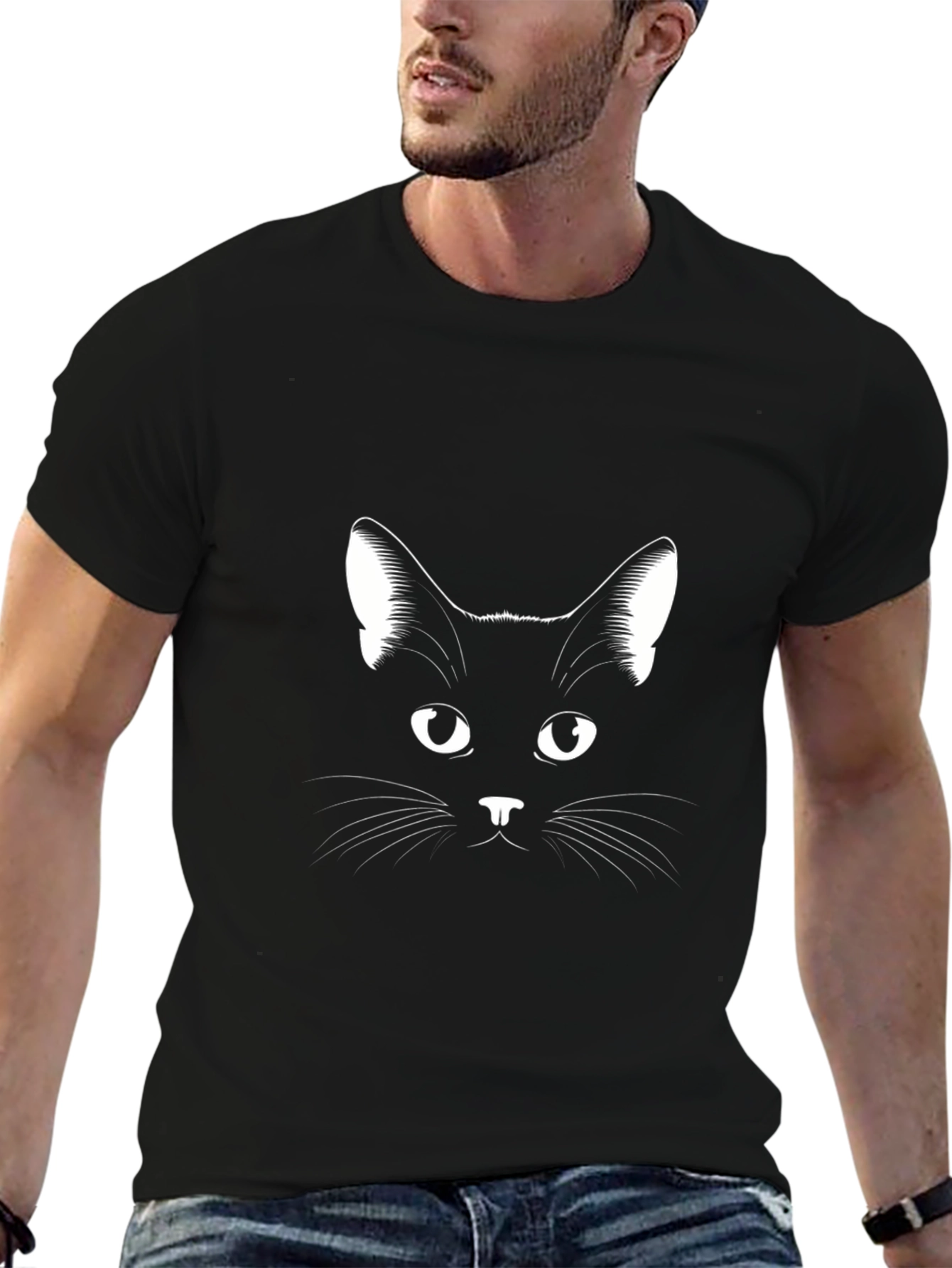 Black Cat Graphic Tee - Stylish Mens T-Shirt