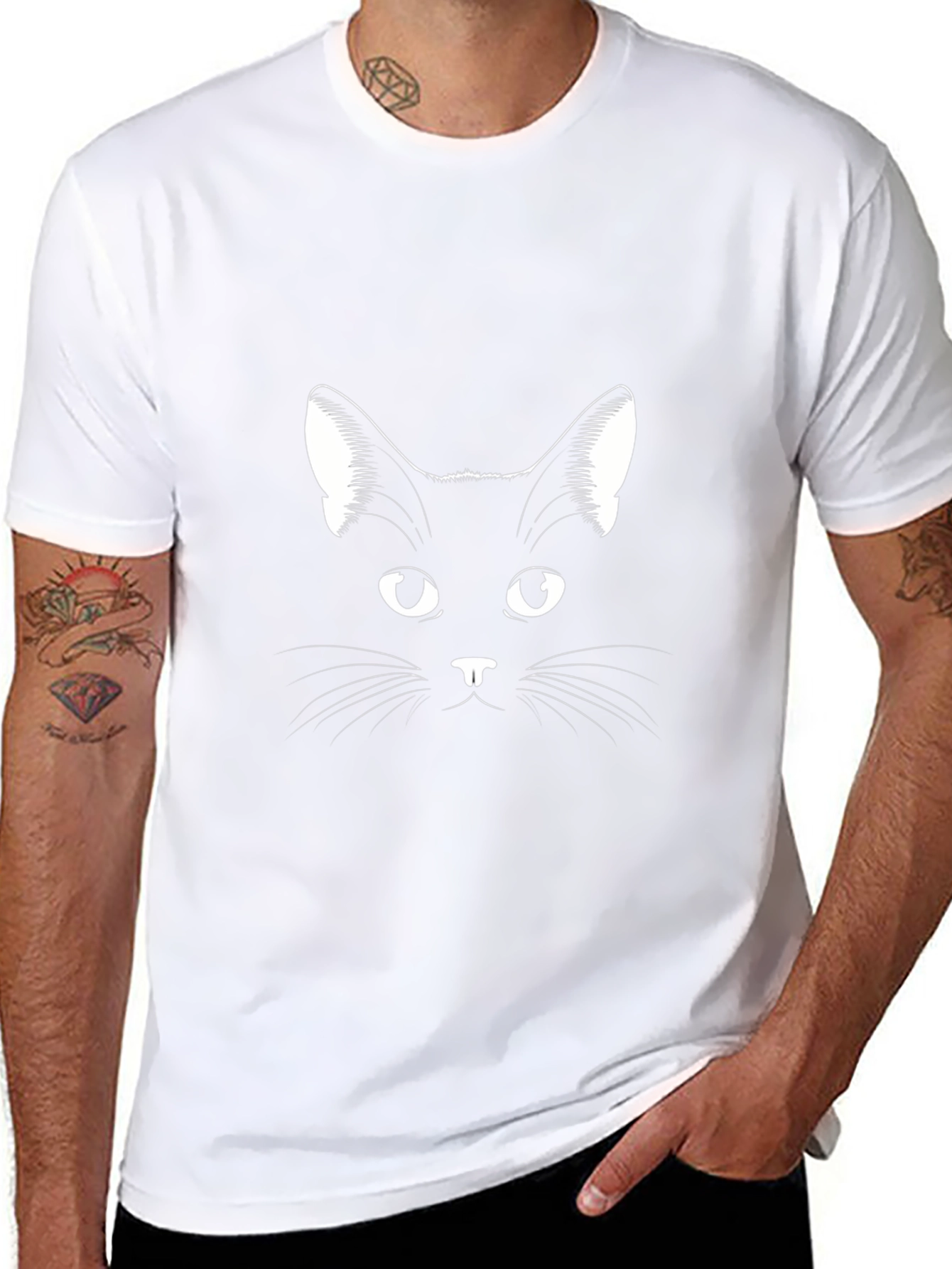 Black Cat Graphic Tee - Stylish Mens T-Shirt