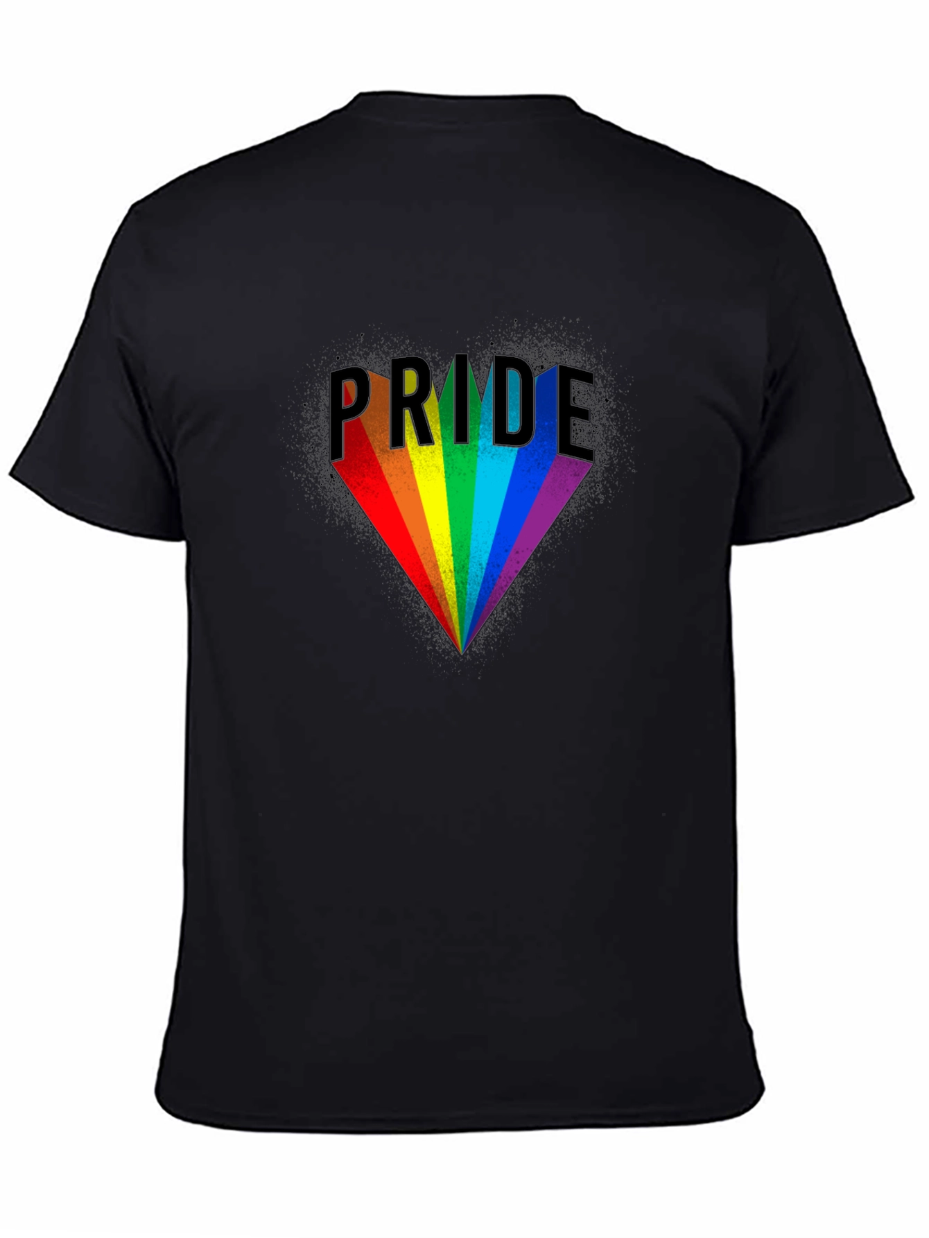 Pride Rainbow Heart T-Shirt - Black Cotton LGBTQ Tee