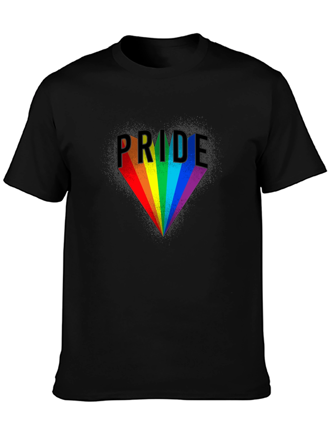 Pride Rainbow Heart T-Shirt - Black Cotton LGBTQ Tee