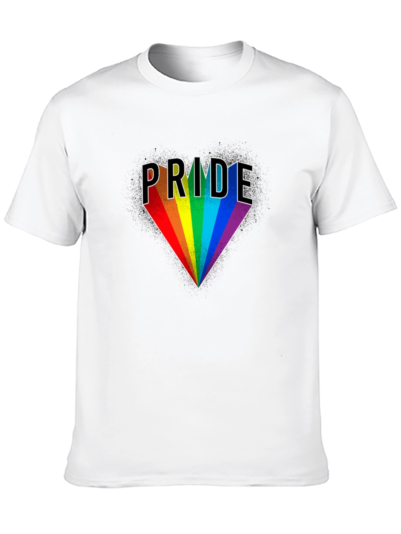 Pride Rainbow Heart T-Shirt - Black Cotton LGBTQ Tee