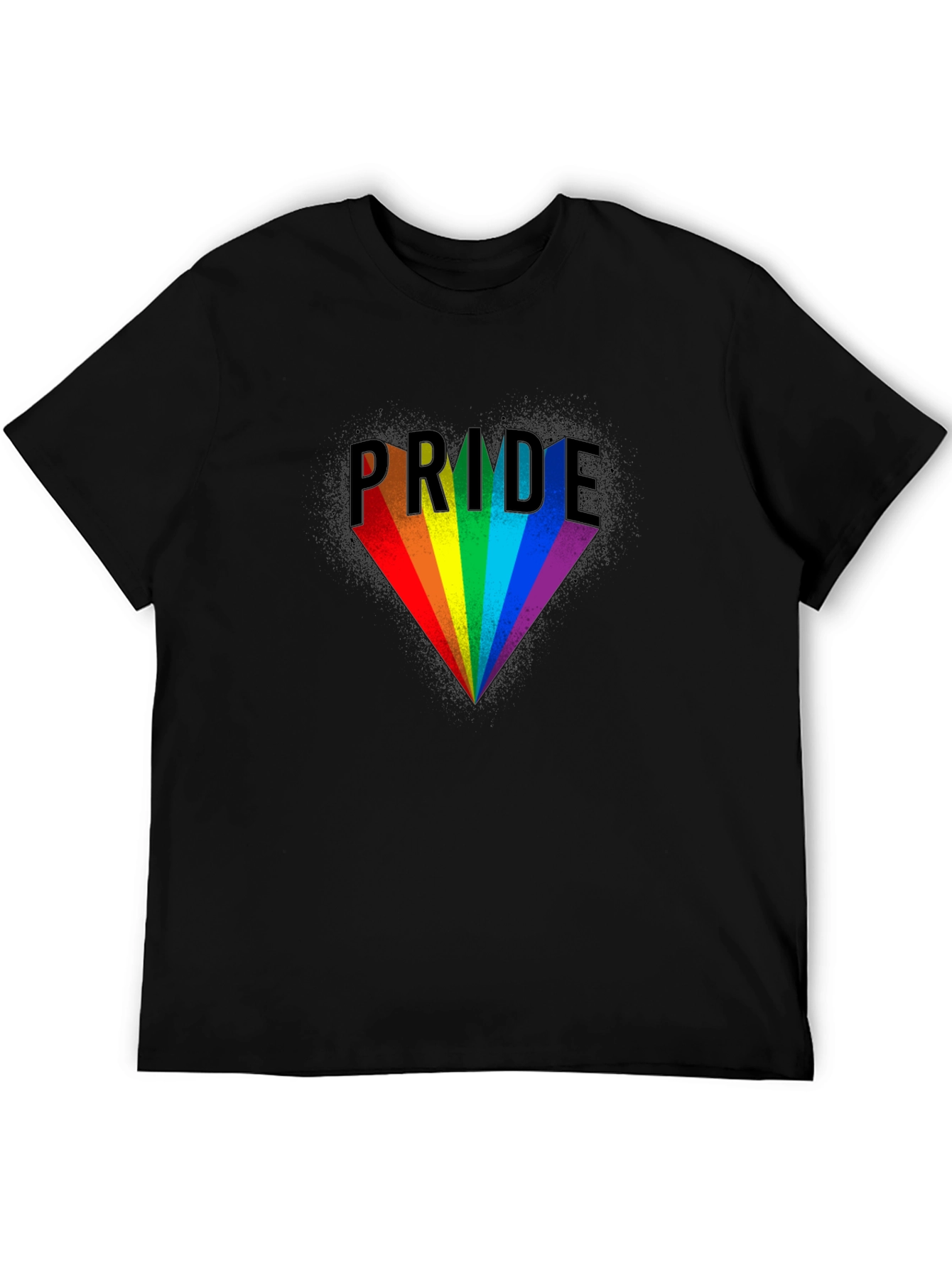 Pride Rainbow Heart T-Shirt - Black Cotton LGBTQ Tee