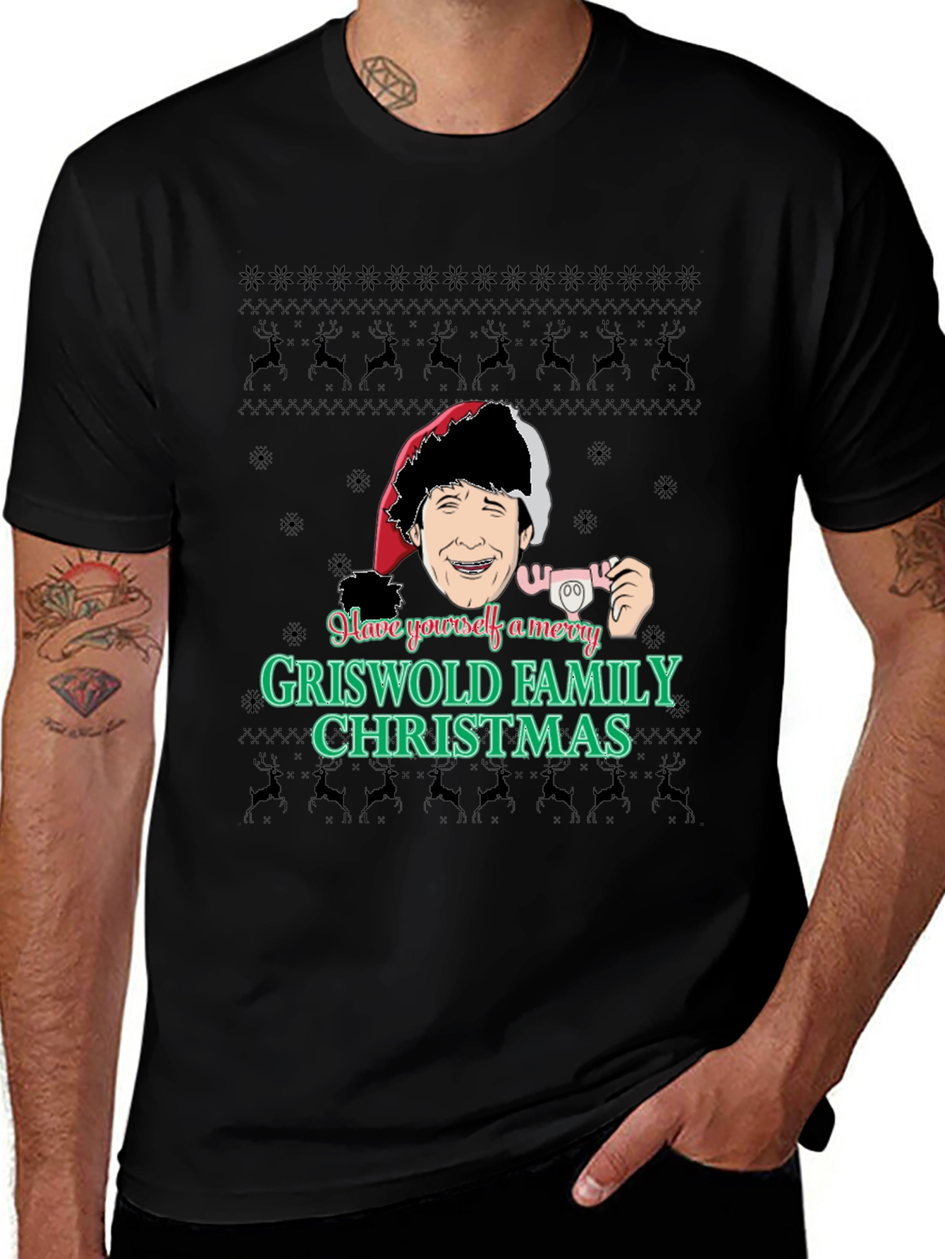 Merry Griswold Family Christmas Black T-Shirt