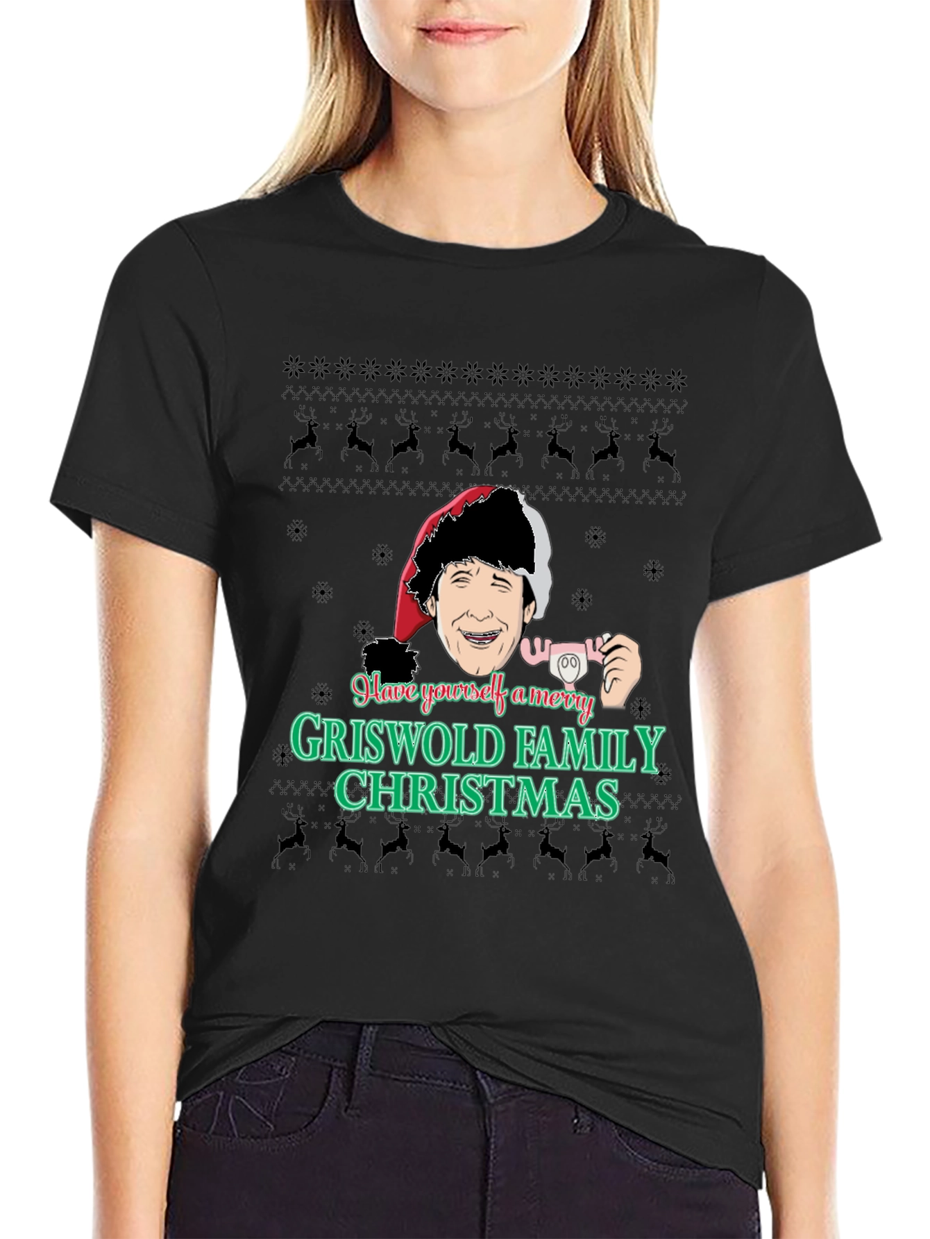 Merry Griswold Family Christmas Black T-Shirt