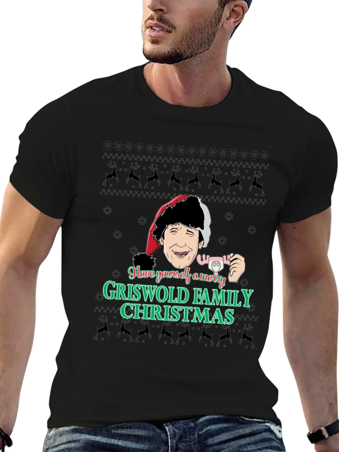 Merry Griswold Family Christmas Black T-Shirt
