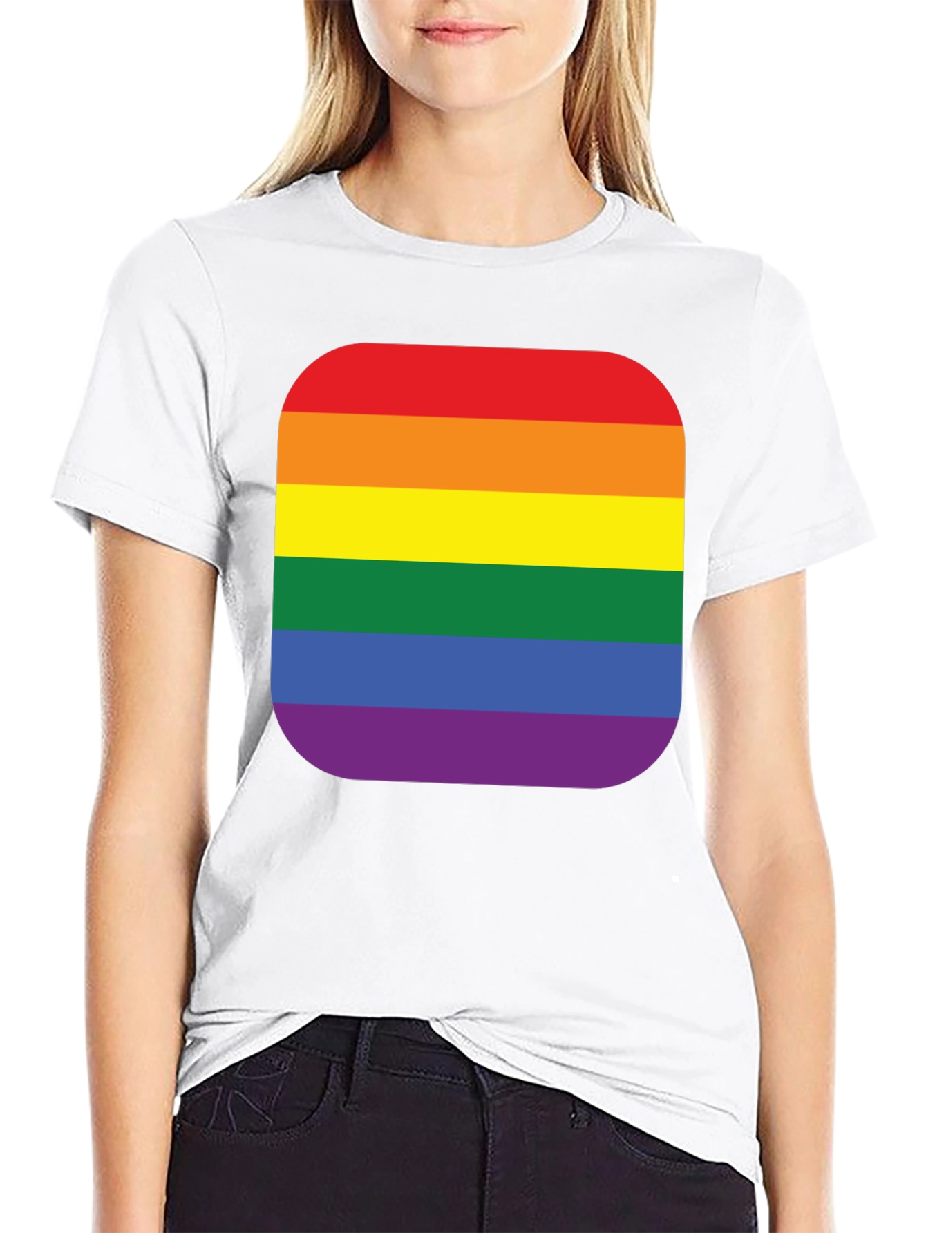 Pride Rainbow Stripe T-Shirt - Black Cotton Blend