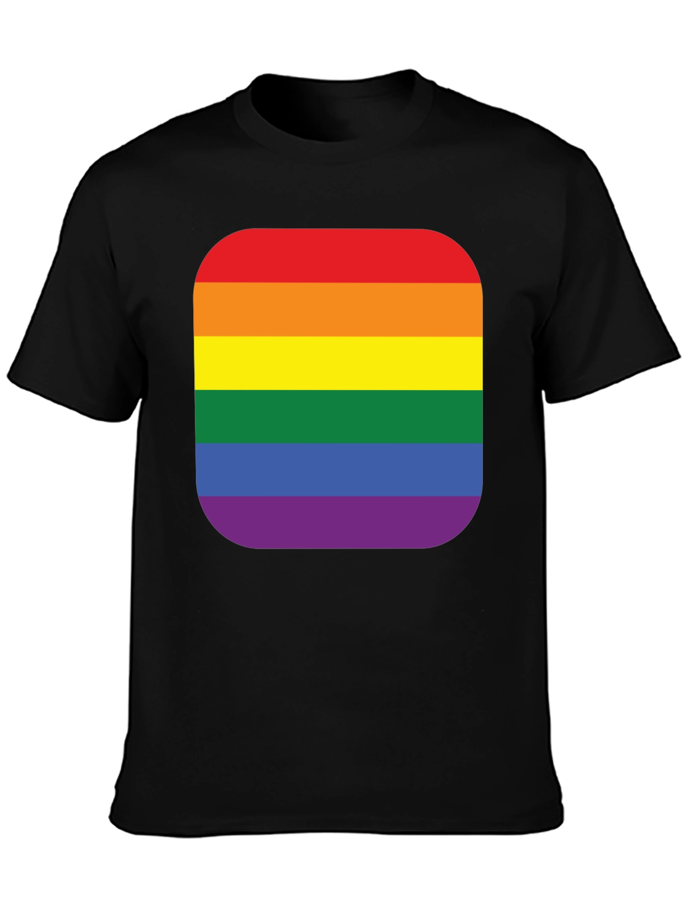 Pride Rainbow Stripe T-Shirt - Black Cotton Blend
