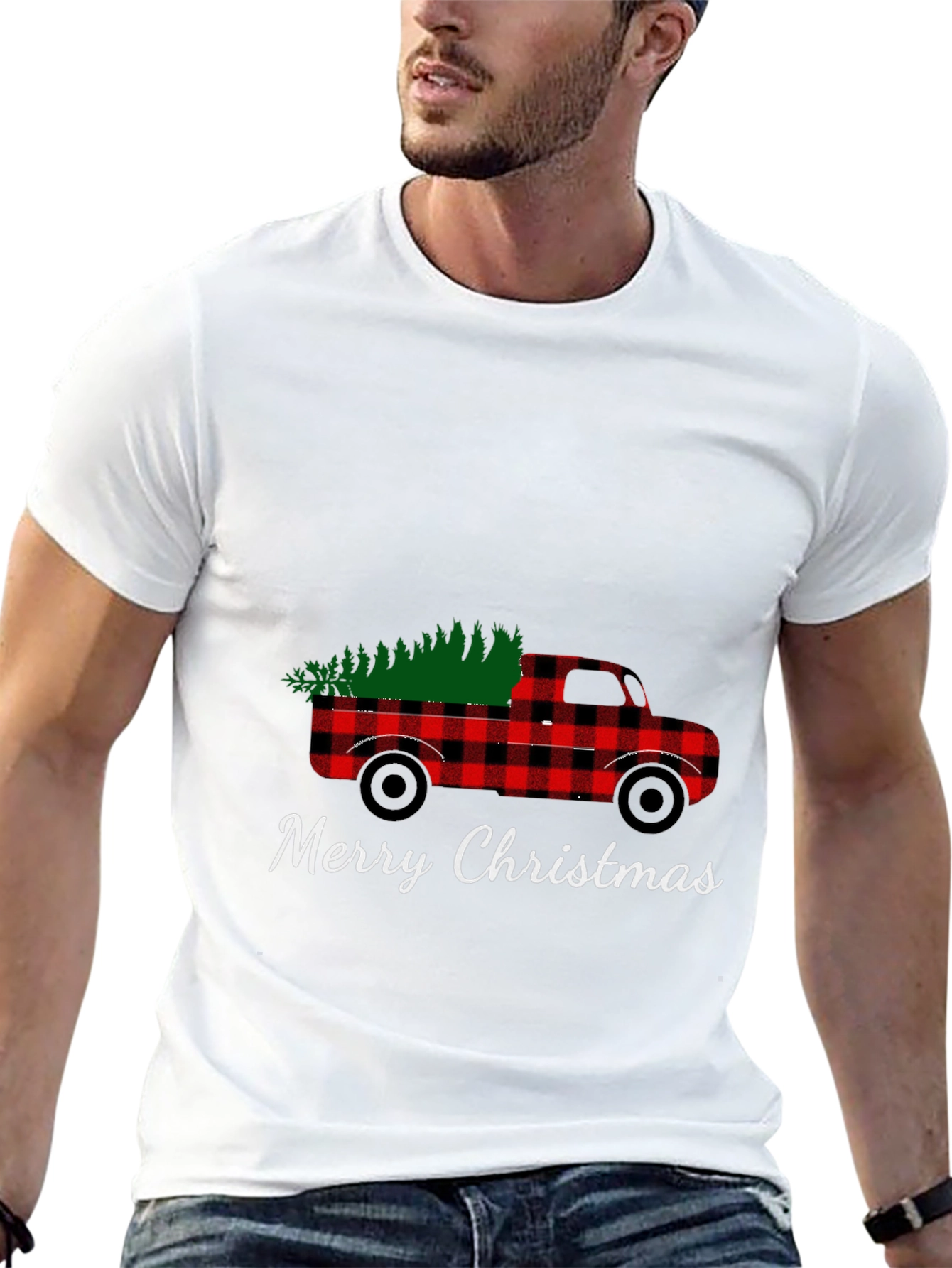 Plaid Truck Christmas T-Shirt