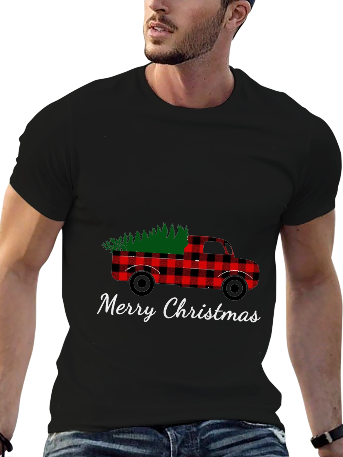 Plaid Truck Christmas T-Shirt