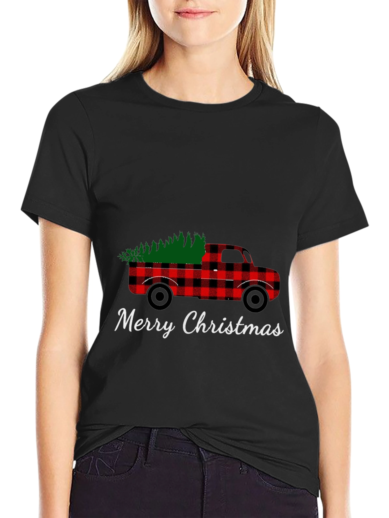 Plaid Truck Christmas T-Shirt