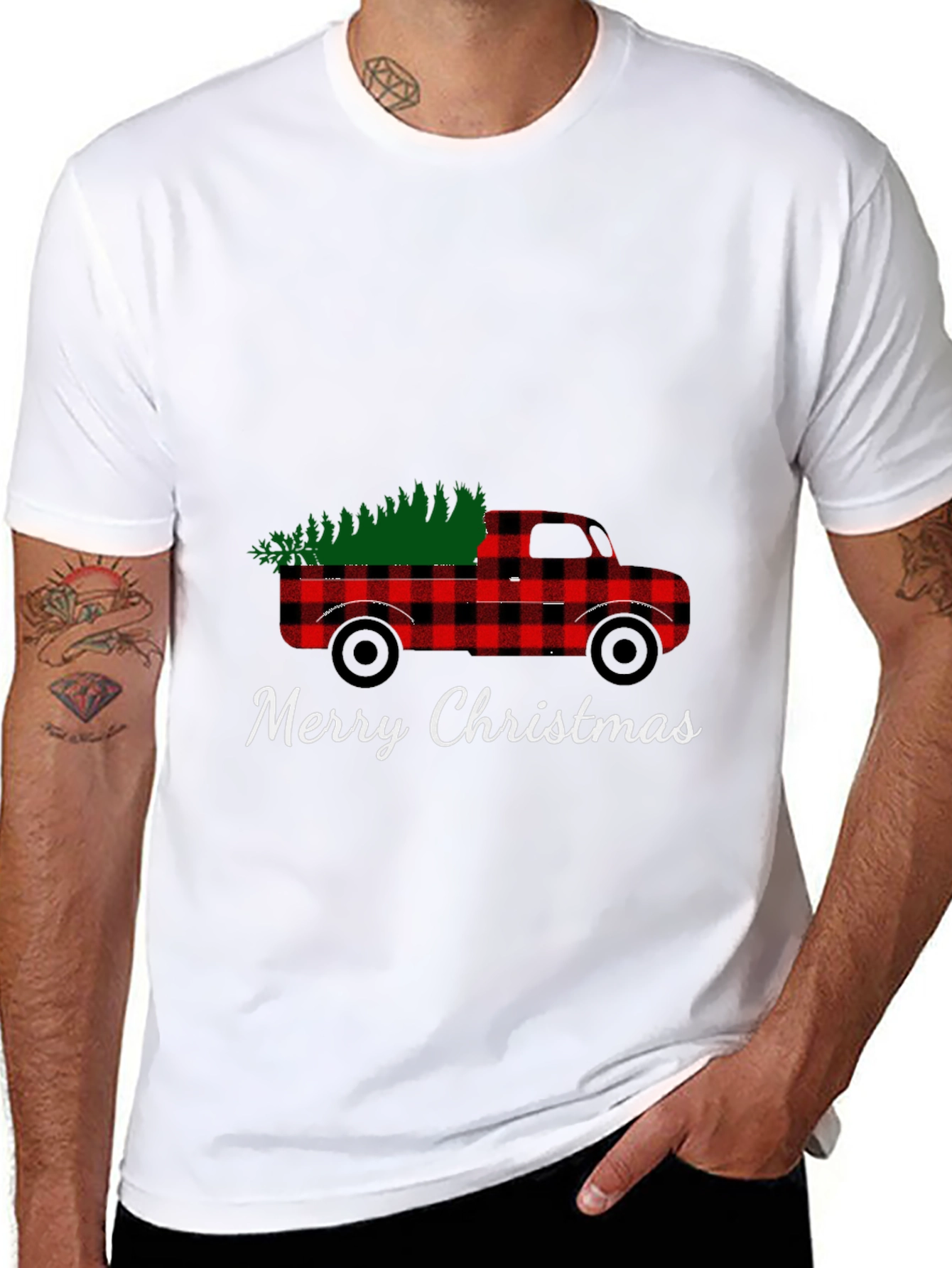 Plaid Truck Christmas T-Shirt