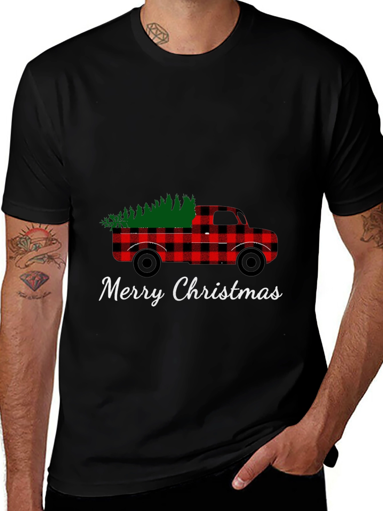 Plaid Truck Christmas T-Shirt
