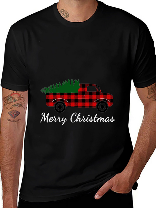 Plaid Truck Christmas T-Shirt