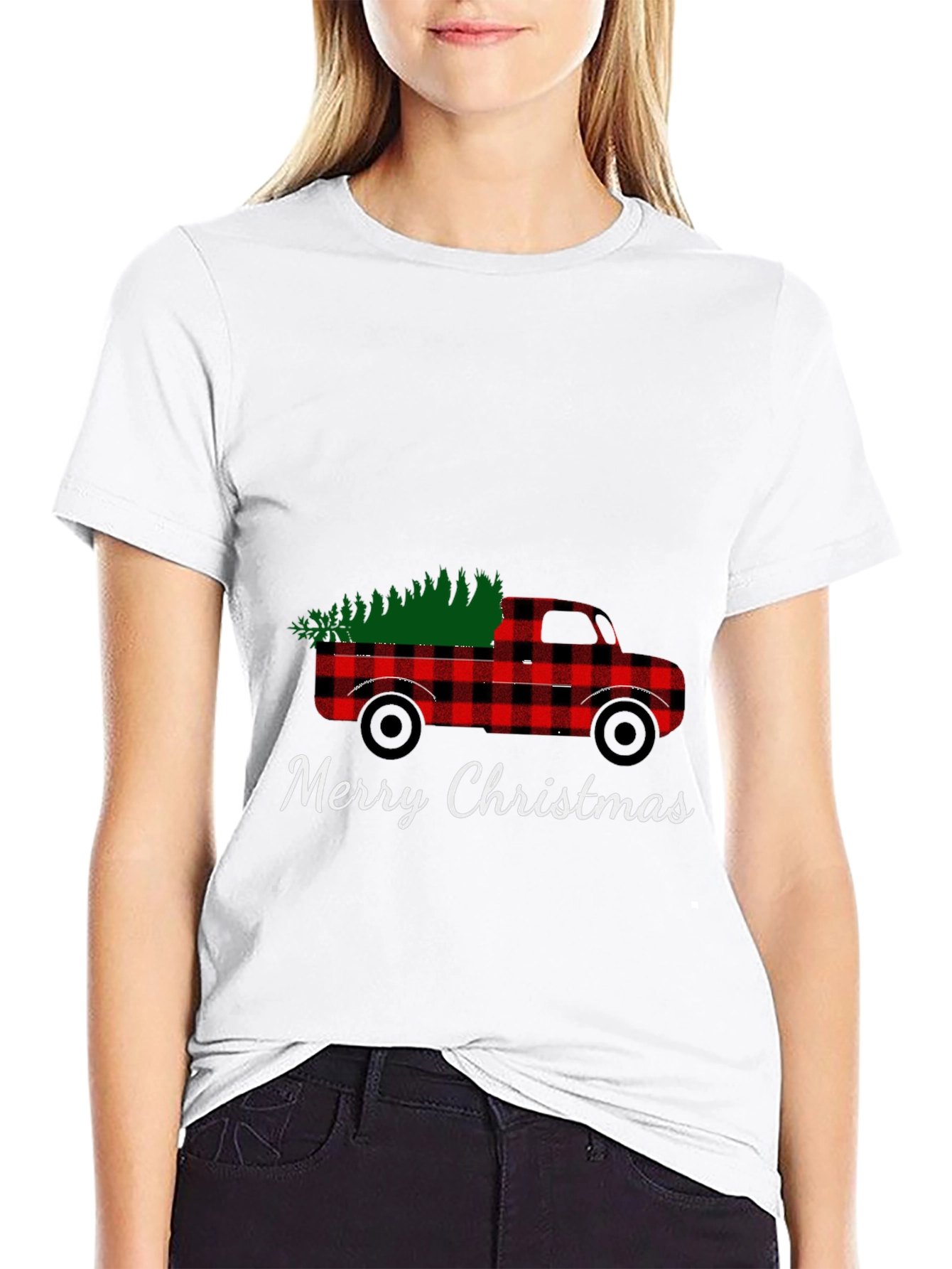 Plaid Truck Christmas T-Shirt