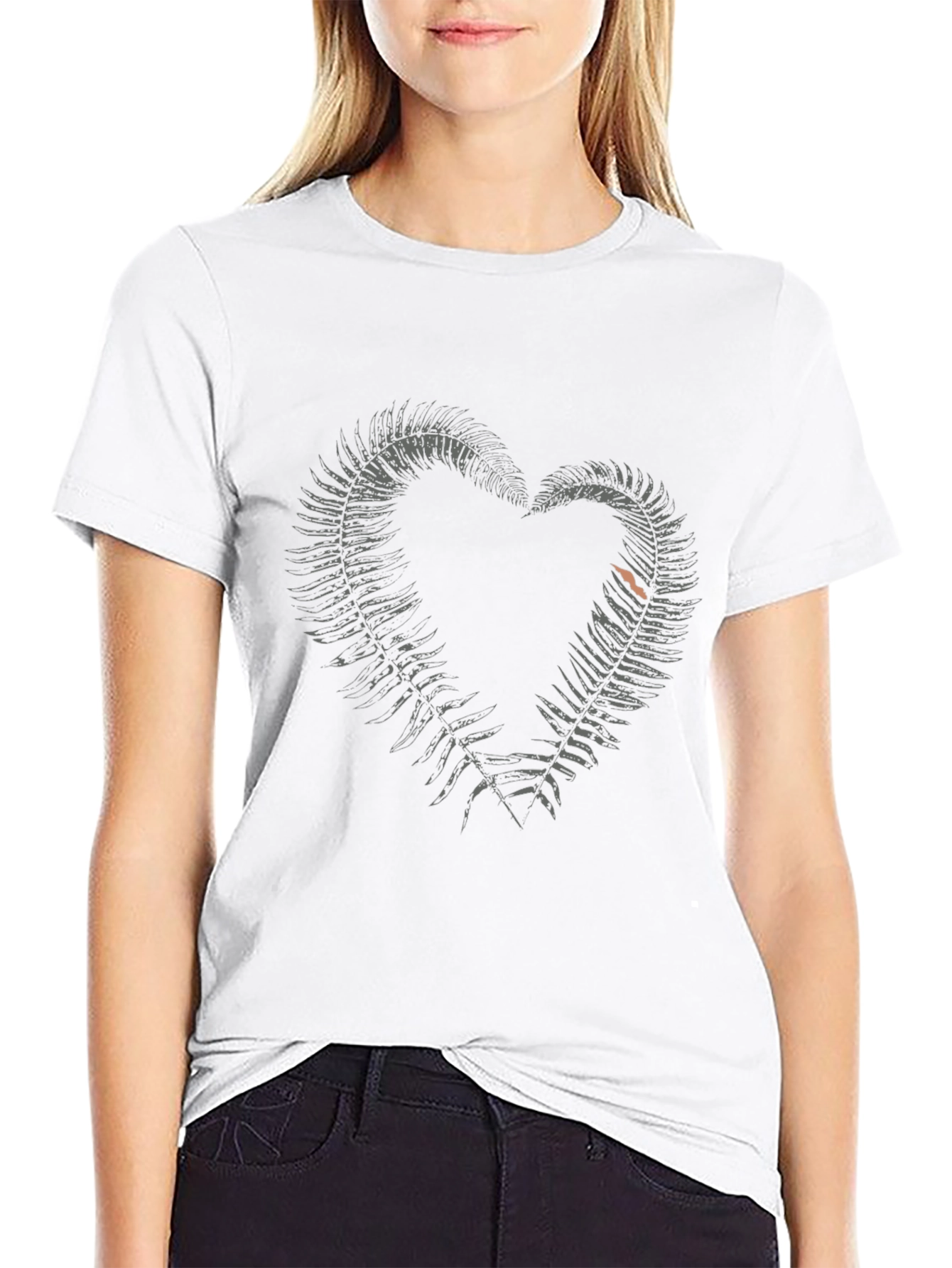 Fern Heart Graphic Black T-Shirt