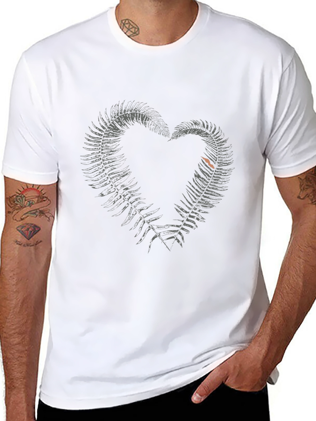 Fern Heart Graphic Black T-Shirt