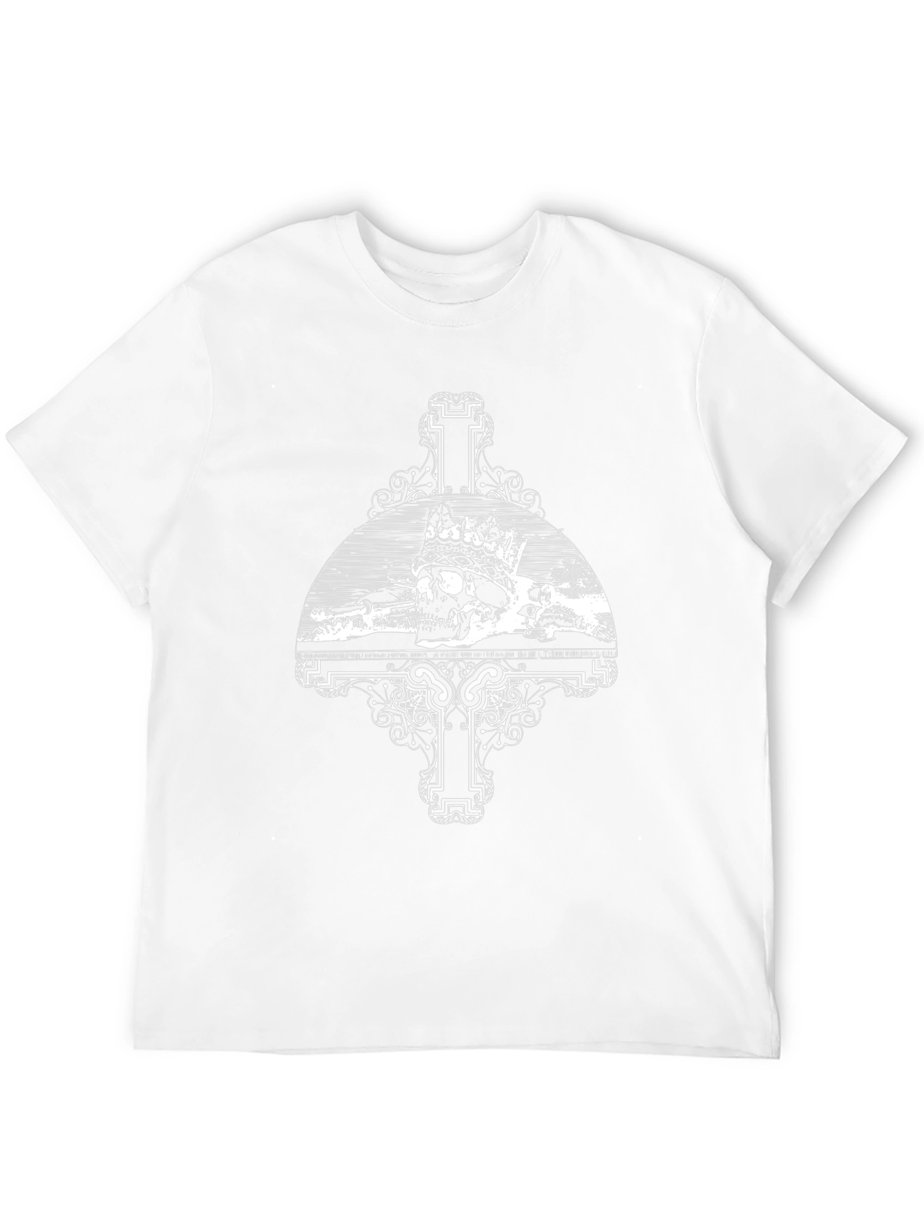 Skull Crown Cross Graphic Tee - Black Casual T-Shirt