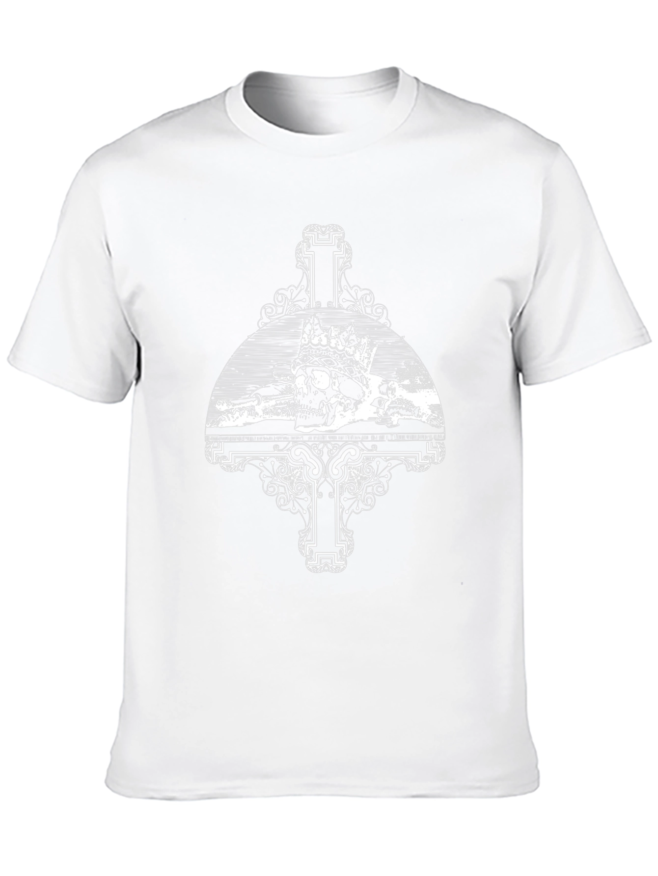 Skull Crown Cross Graphic Tee - Black Casual T-Shirt