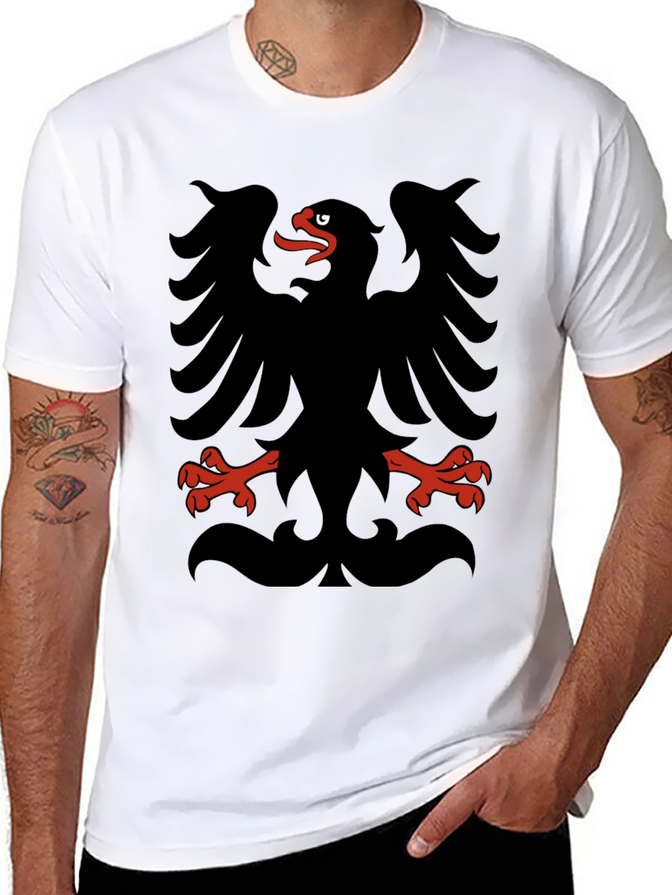 Albanian Eagle Black Graphic T-Shirt