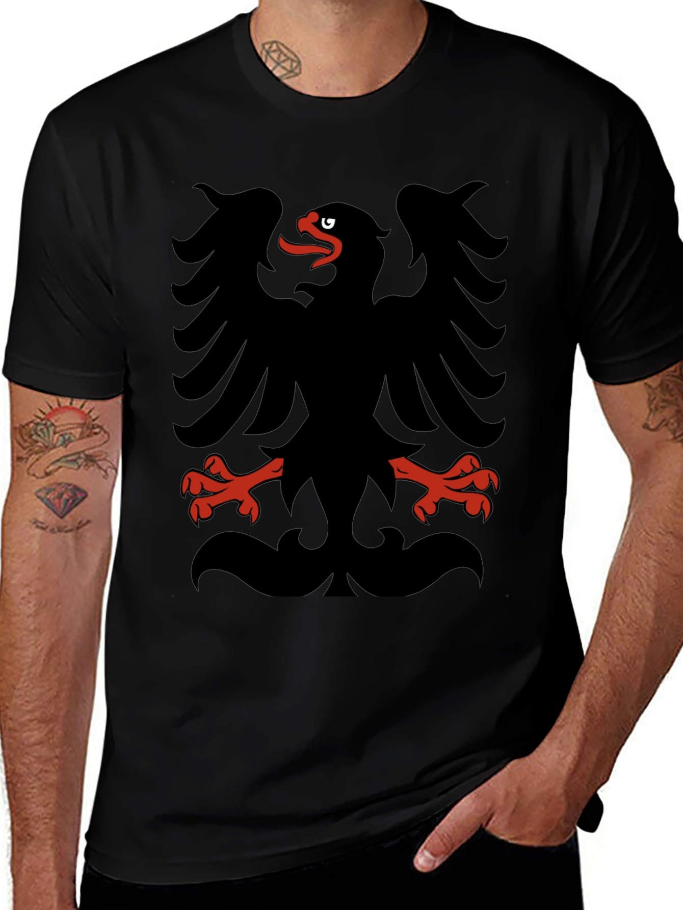 Albanian Eagle Black Graphic T-Shirt