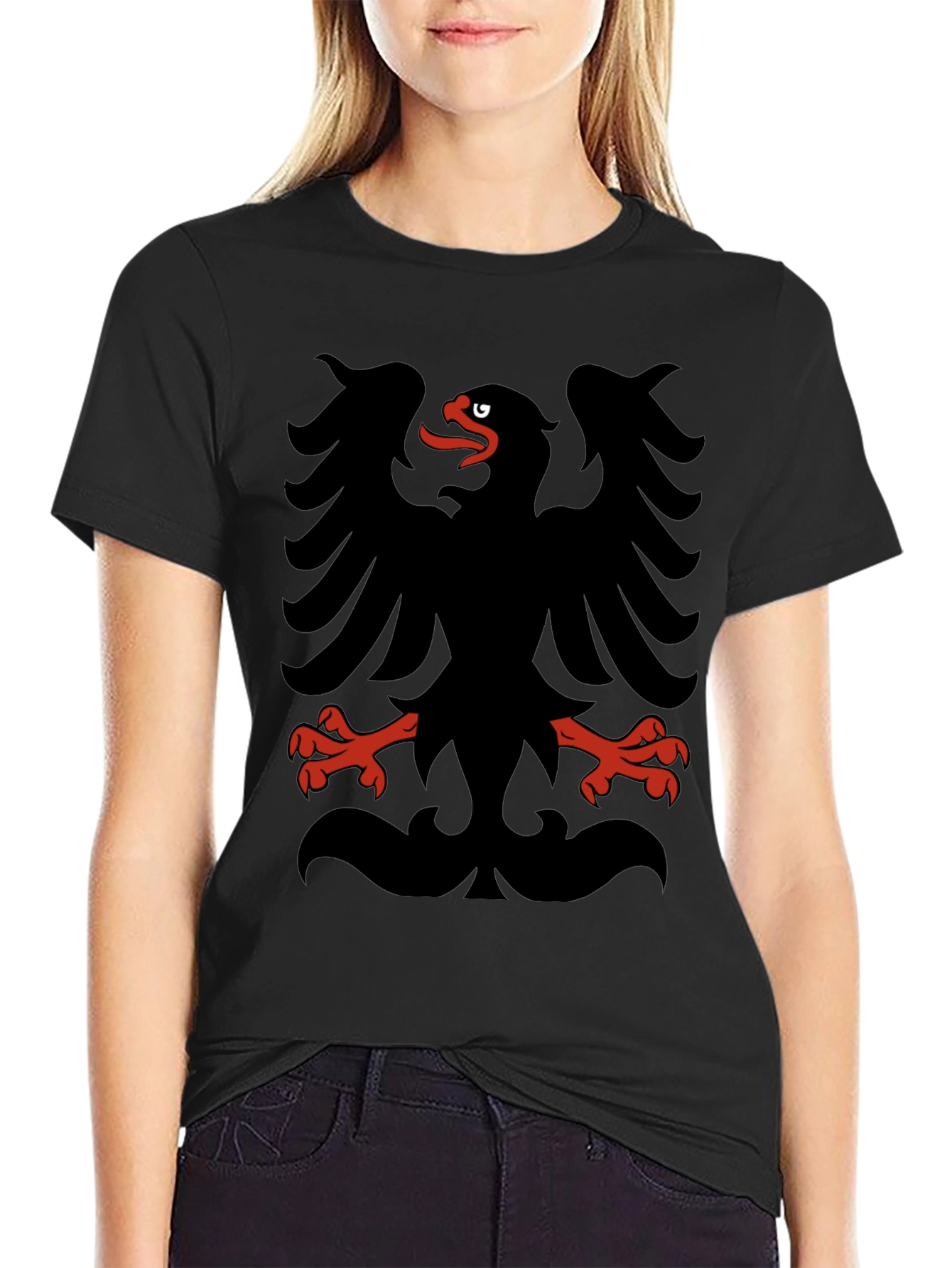 Albanian Eagle Black Graphic T-Shirt
