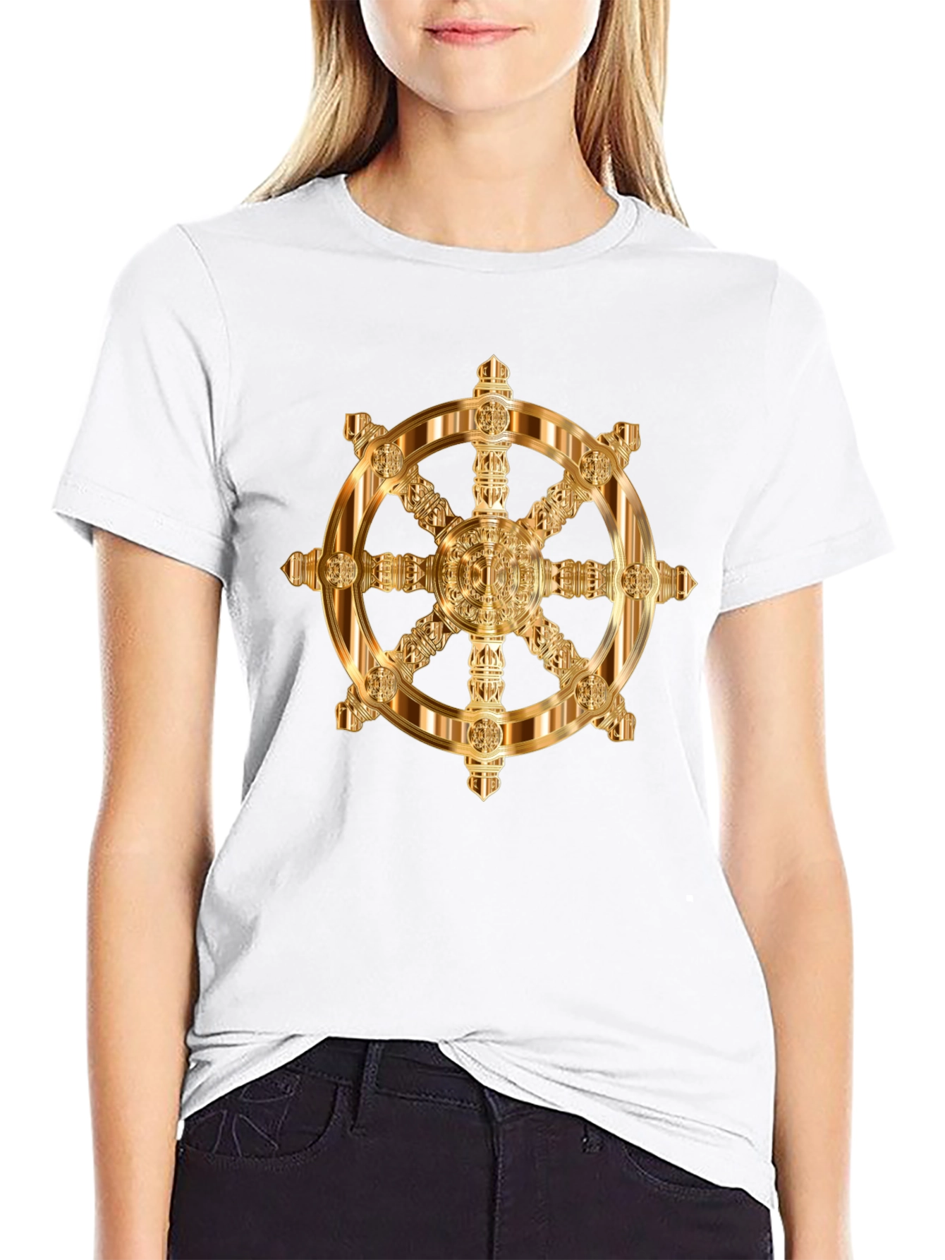 Golden Wheel Dharma T-Shirt - Black