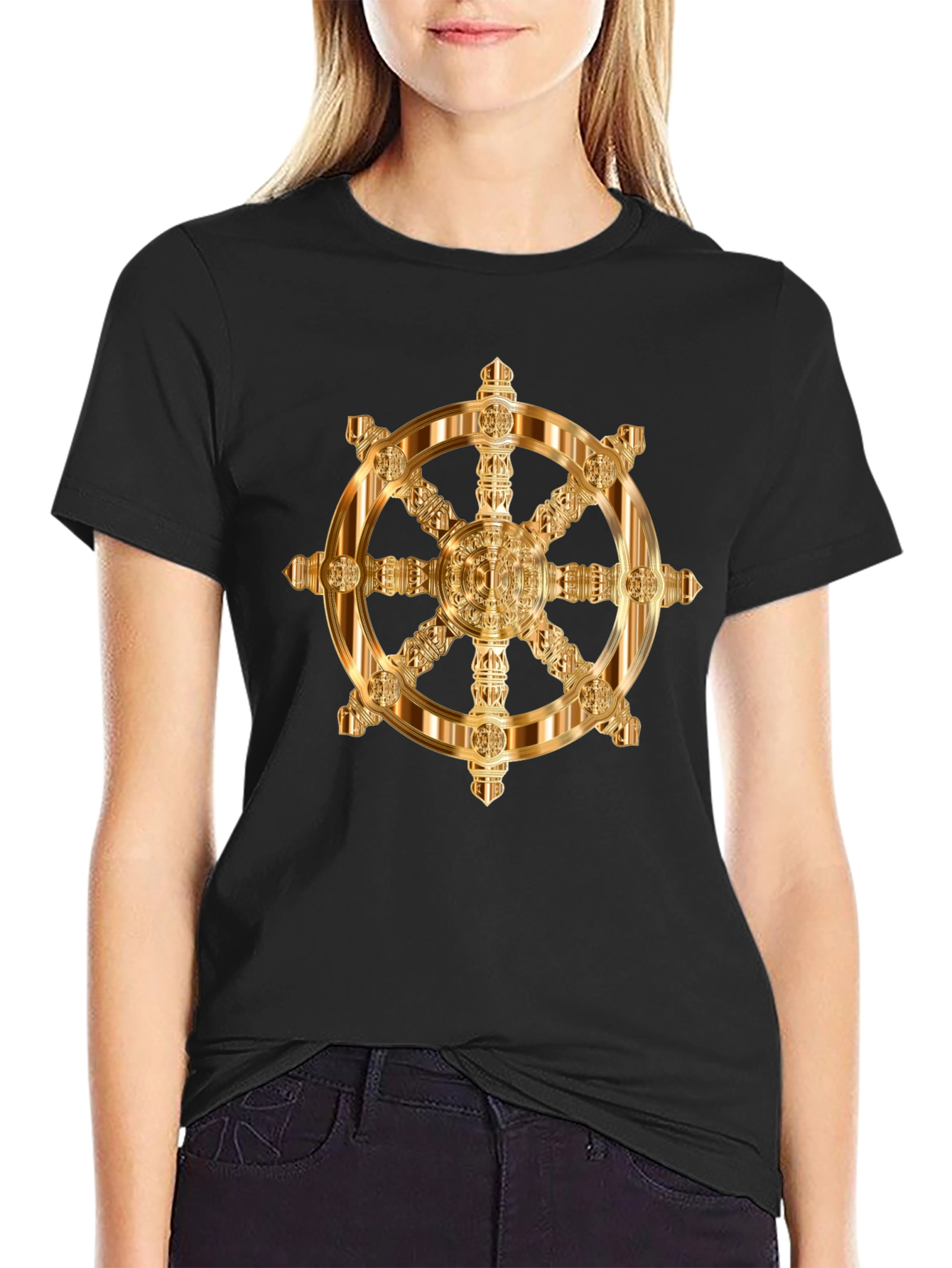 Golden Wheel Dharma T-Shirt - Black