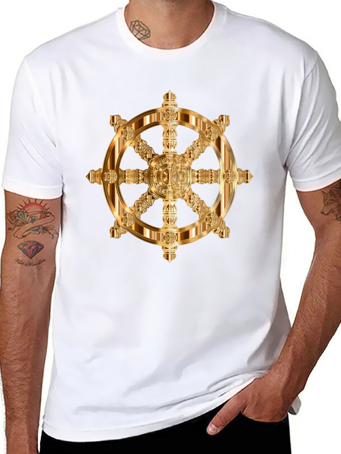 Golden Wheel Dharma T-Shirt - Black