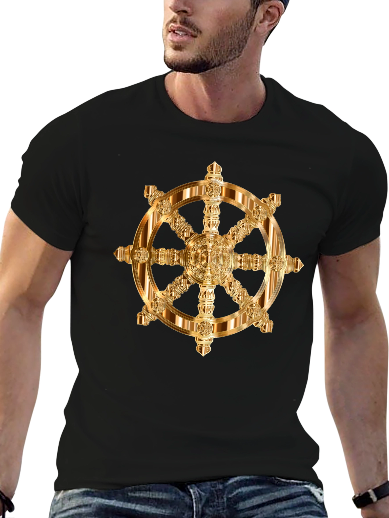 Golden Wheel Dharma T-Shirt - Black
