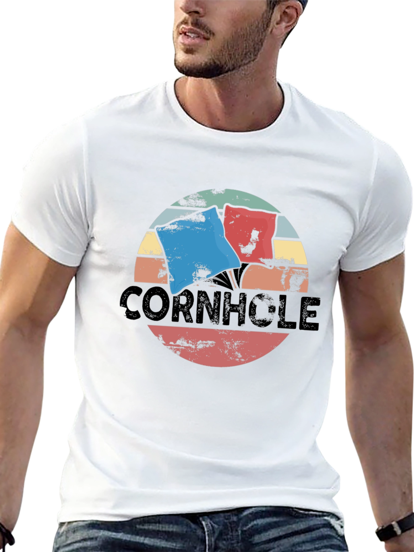 Retro Cornhole T-Shirt - Distressed Design