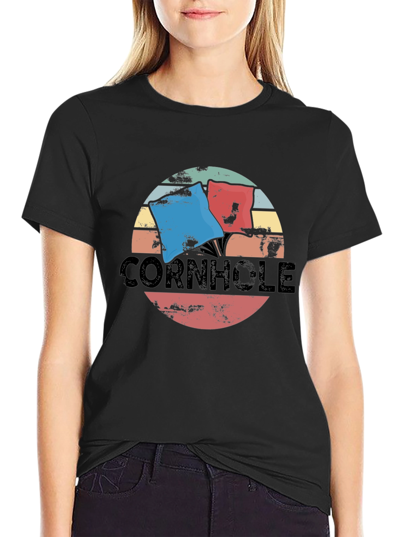 Retro Cornhole T-Shirt - Distressed Design