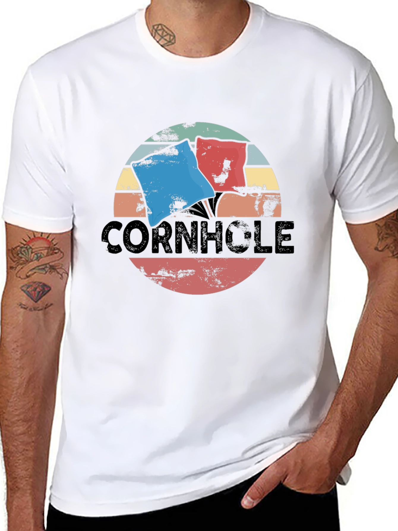 Retro Cornhole T-Shirt - Distressed Design