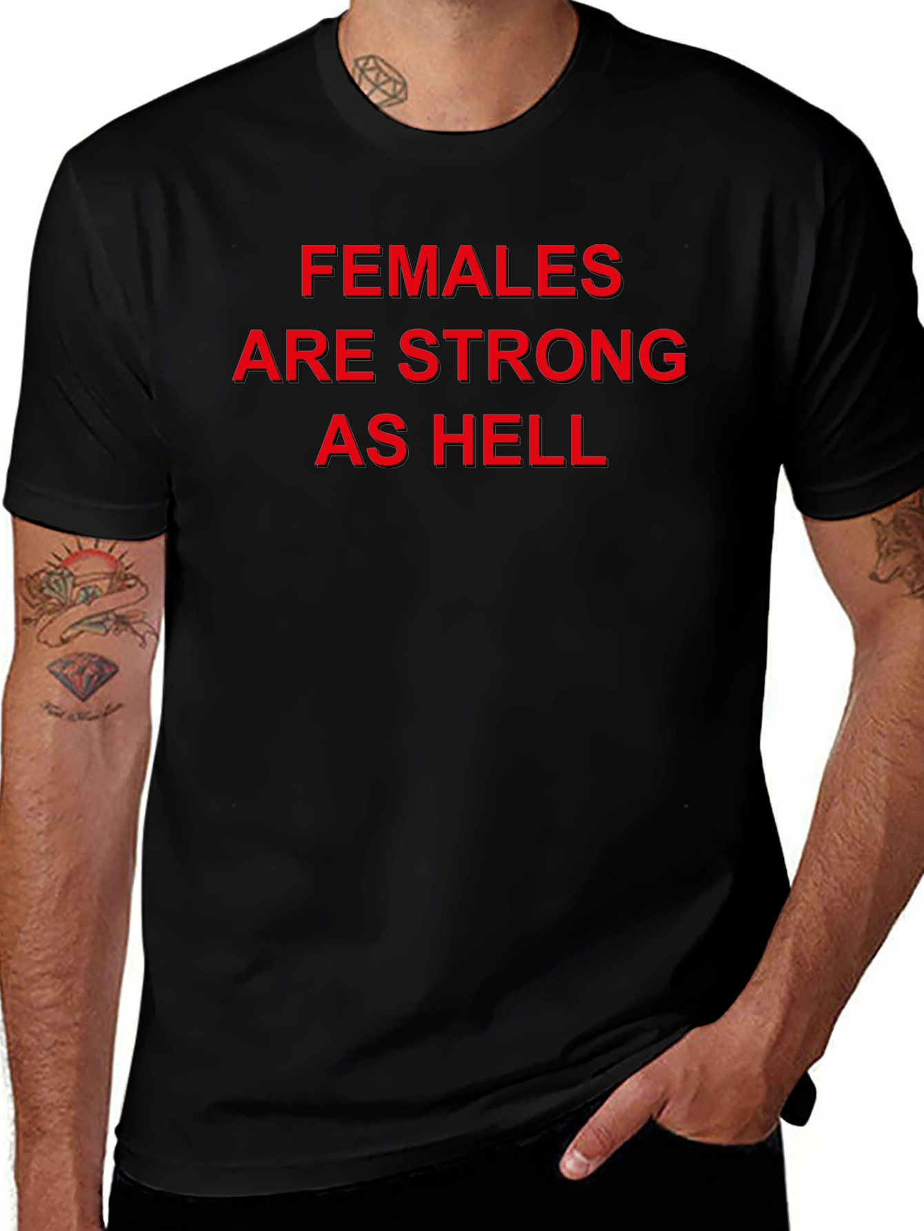 Females Are Strong As Hell Black Tee