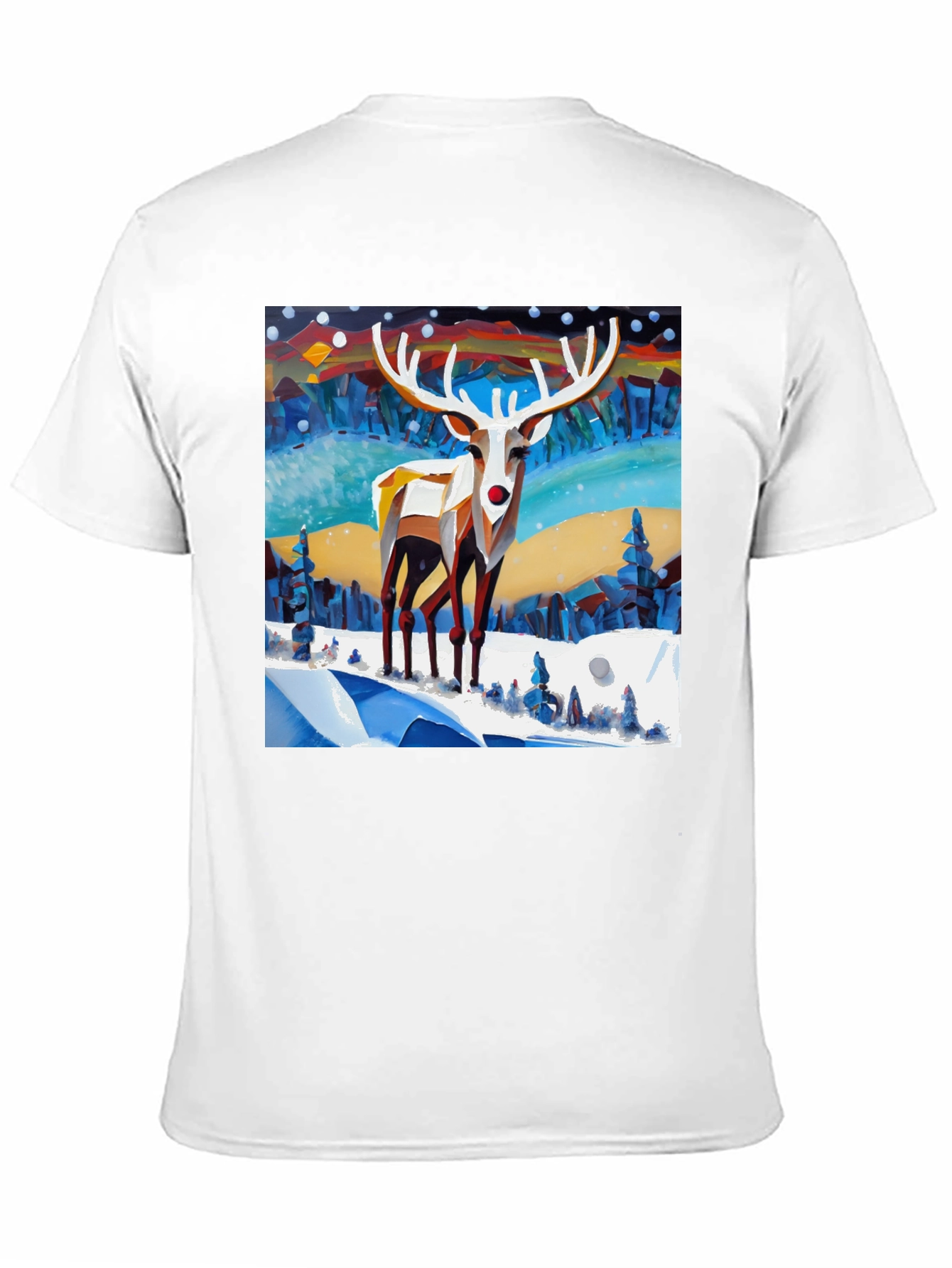 Geometric Reindeer Winter Scene T-Shirt