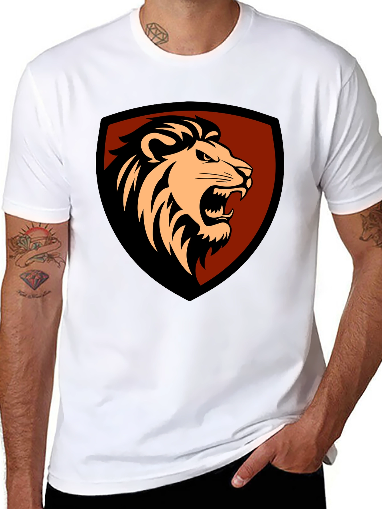 Lion Shield Graphic Tee - Mens Black T-Shirt